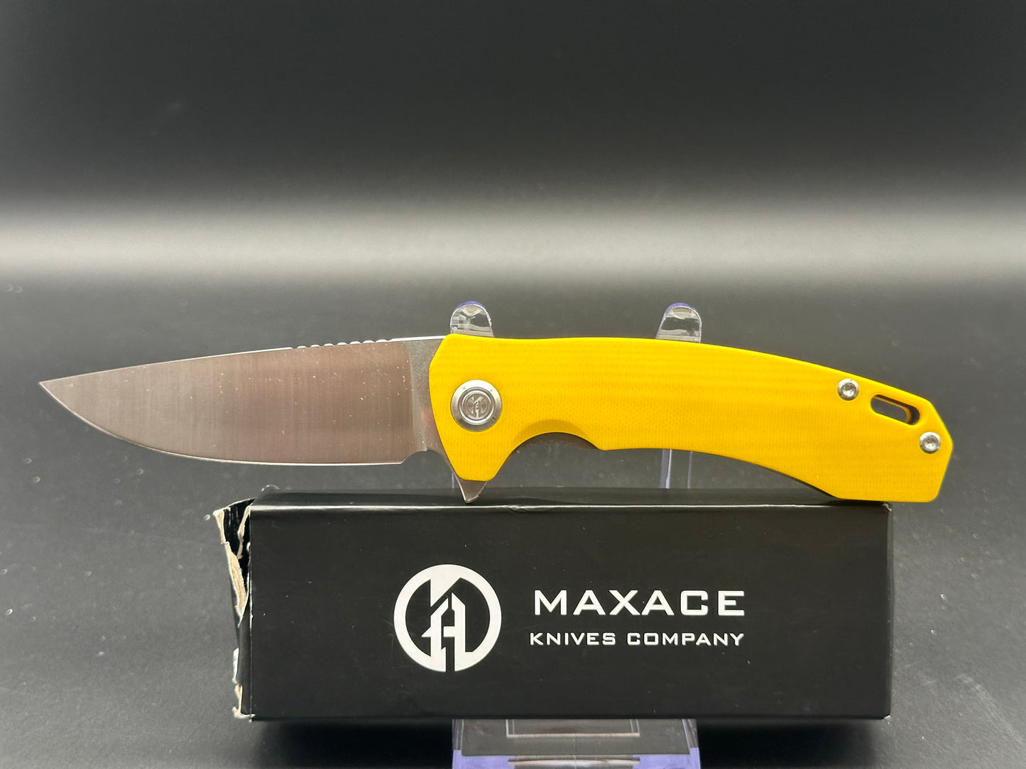 Maxace Balance-S folding knife yellow G10 scales w/14c28n blade