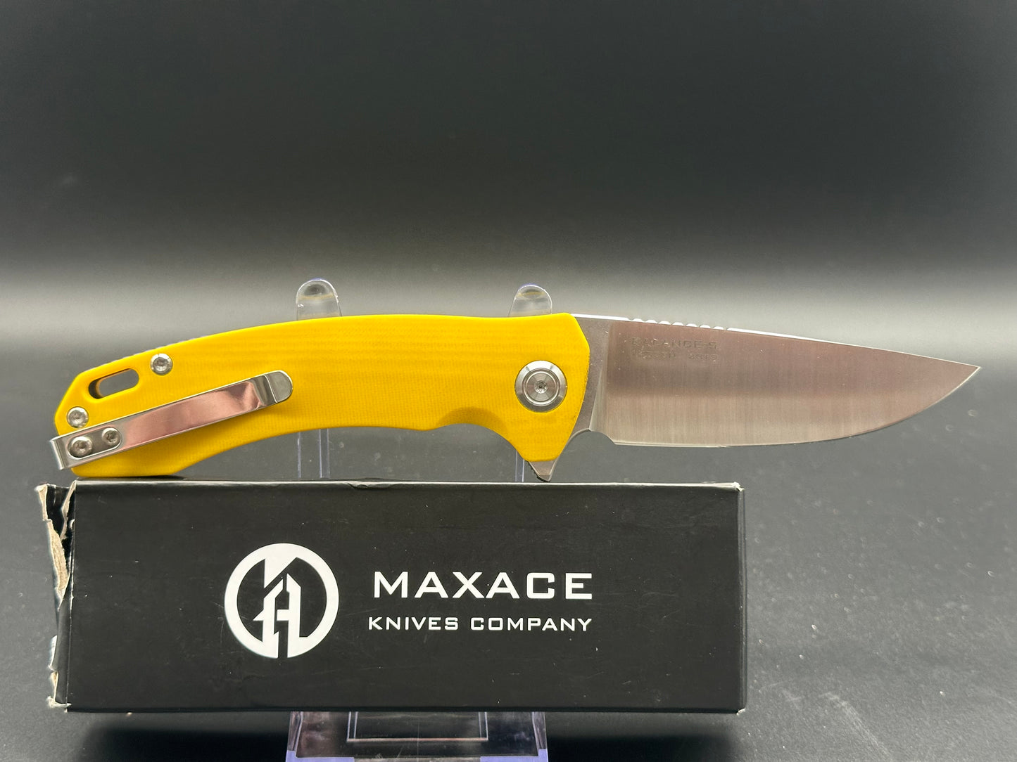 Maxace Balance-S folding knife yellow G10 scales w/14c28n blade