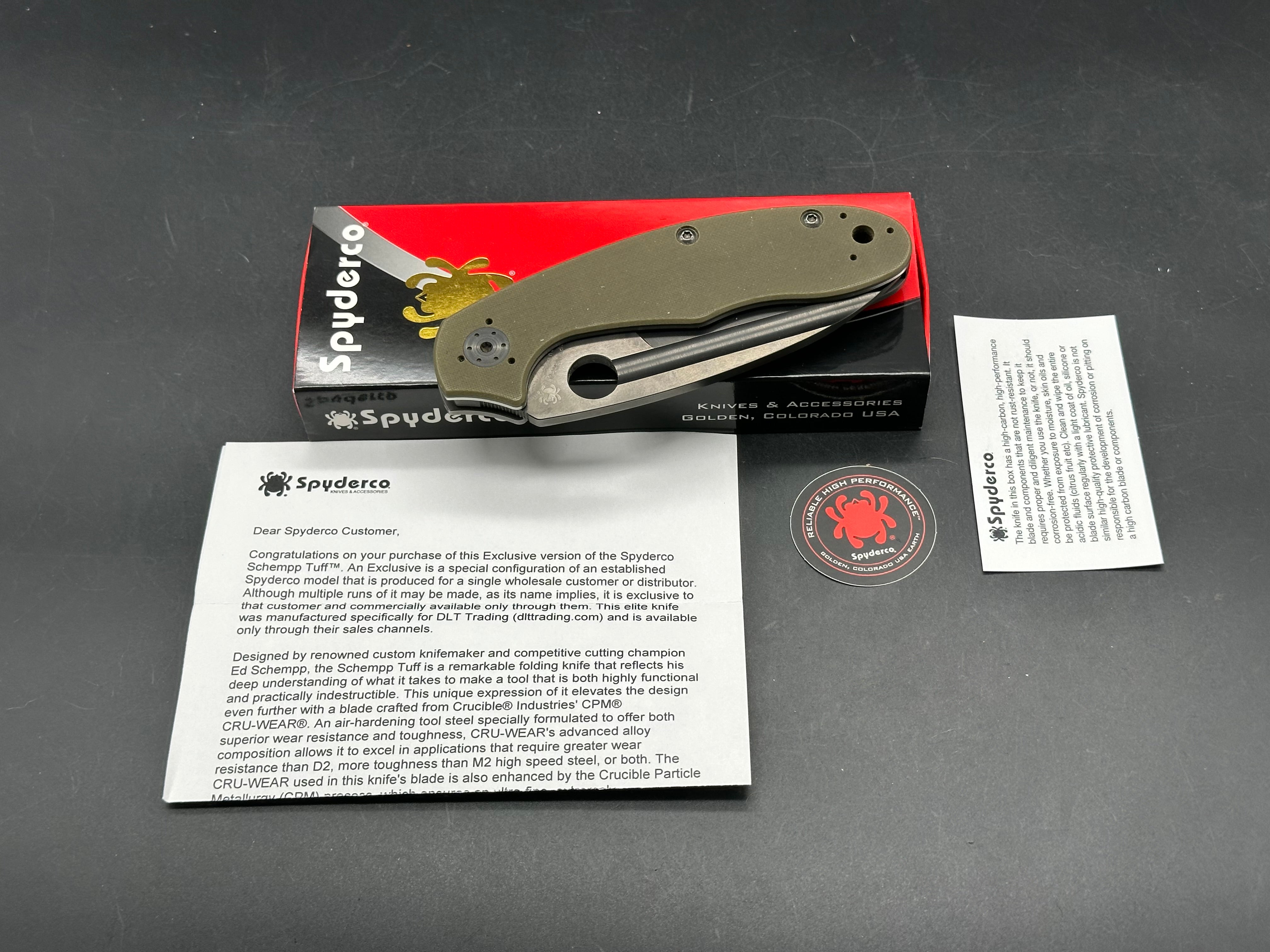 Spyderco Schemp Tuff bowie CruWear  Sprint Run