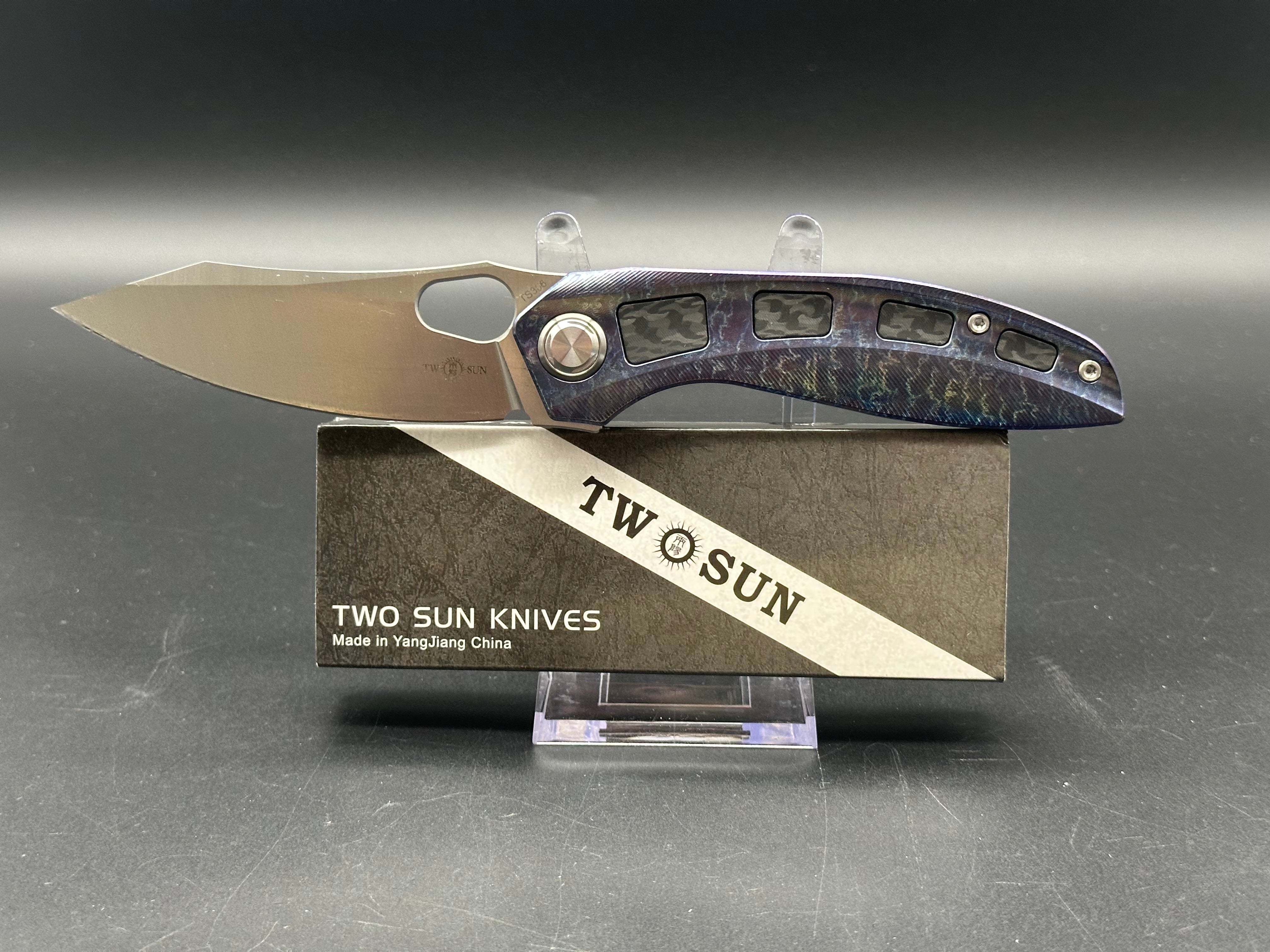 TWOSUN TS306-M390-COLOR FOLDING KNIFE COLOR TITANIUM HANDLE PLAIN EDGE M390 STEEL