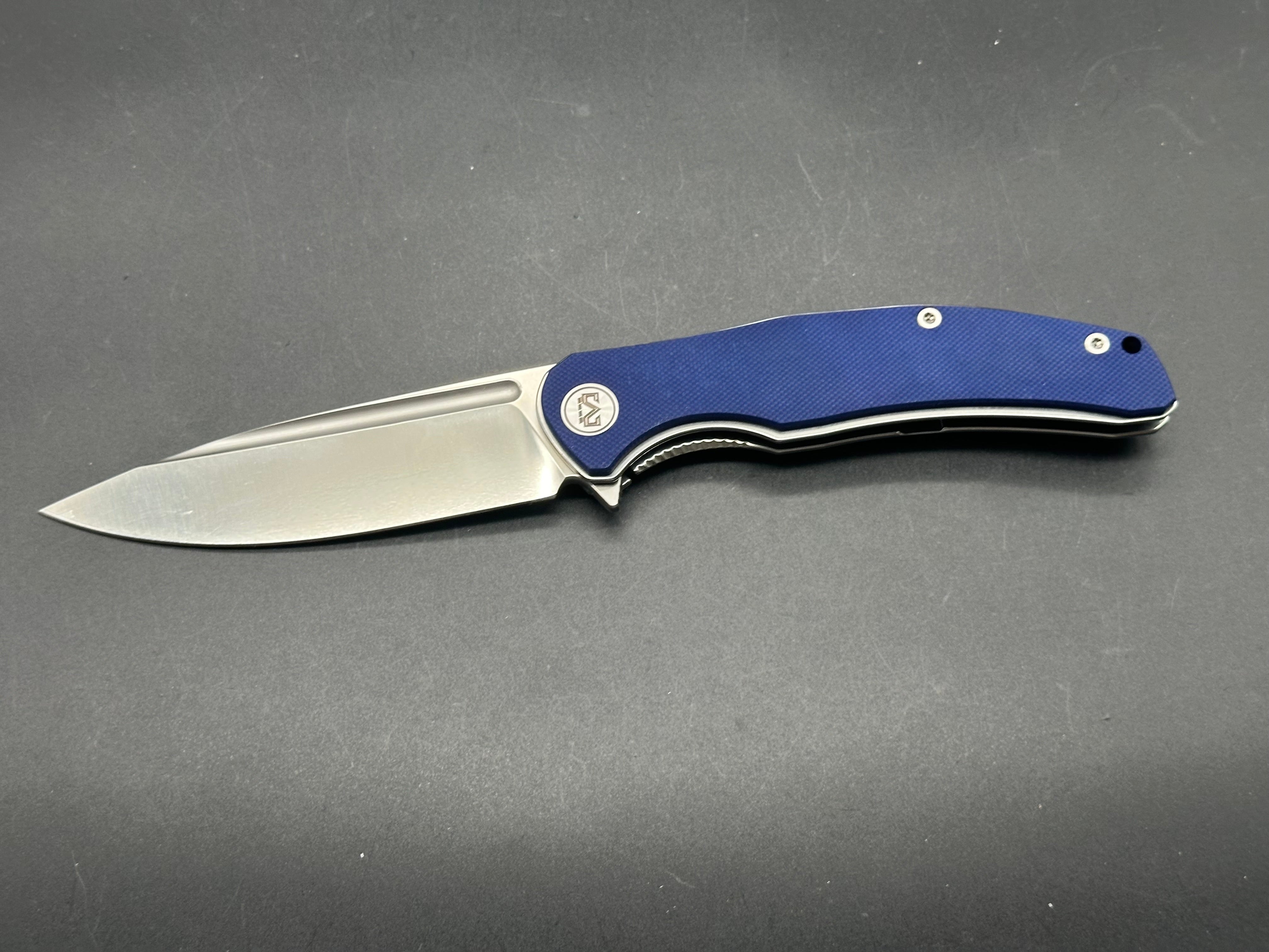 MIGURON VELONA FOLDING KNIFE DYED BLUE G10 HANDLE 14C28N DROP POINT PLAIN EDGE SATIN FINISH