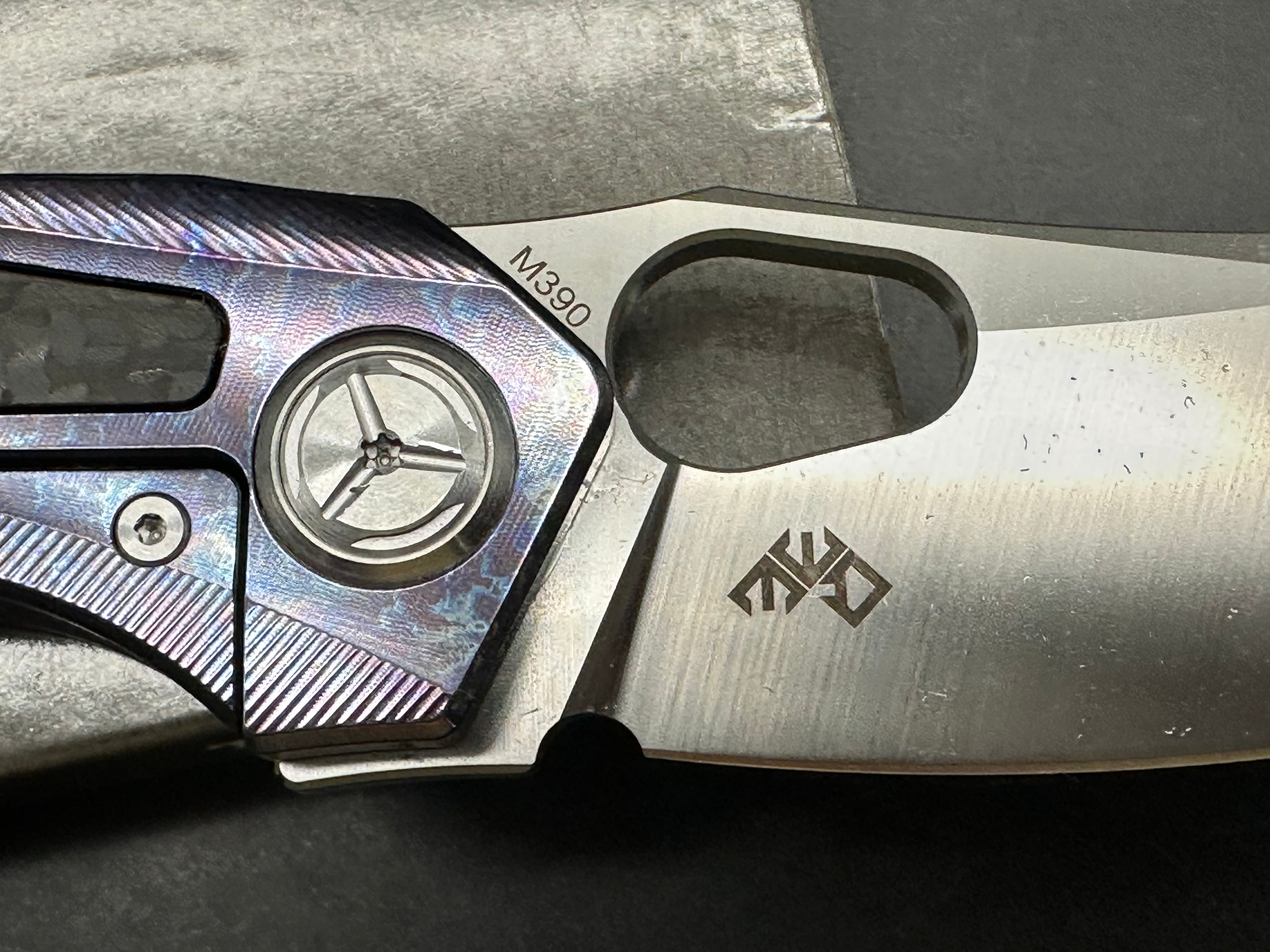 TWOSUN TS306-M390-COLOR FOLDING KNIFE COLOR TITANIUM HANDLE PLAIN EDGE M390 STEEL