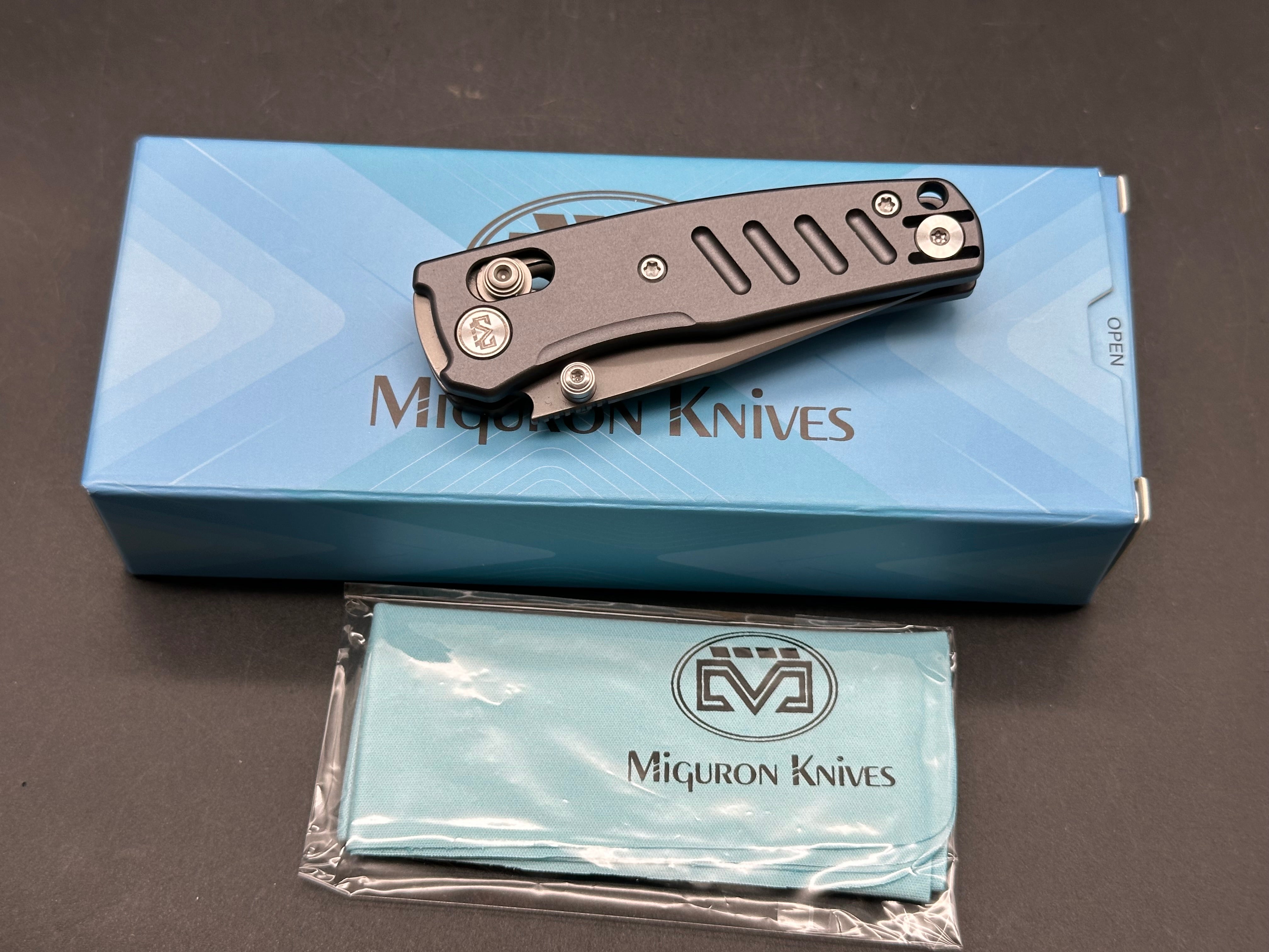 Miguron Evok 2.42" D2 Dark Gray PVD Blade with Dark Gray Aluminum Scales