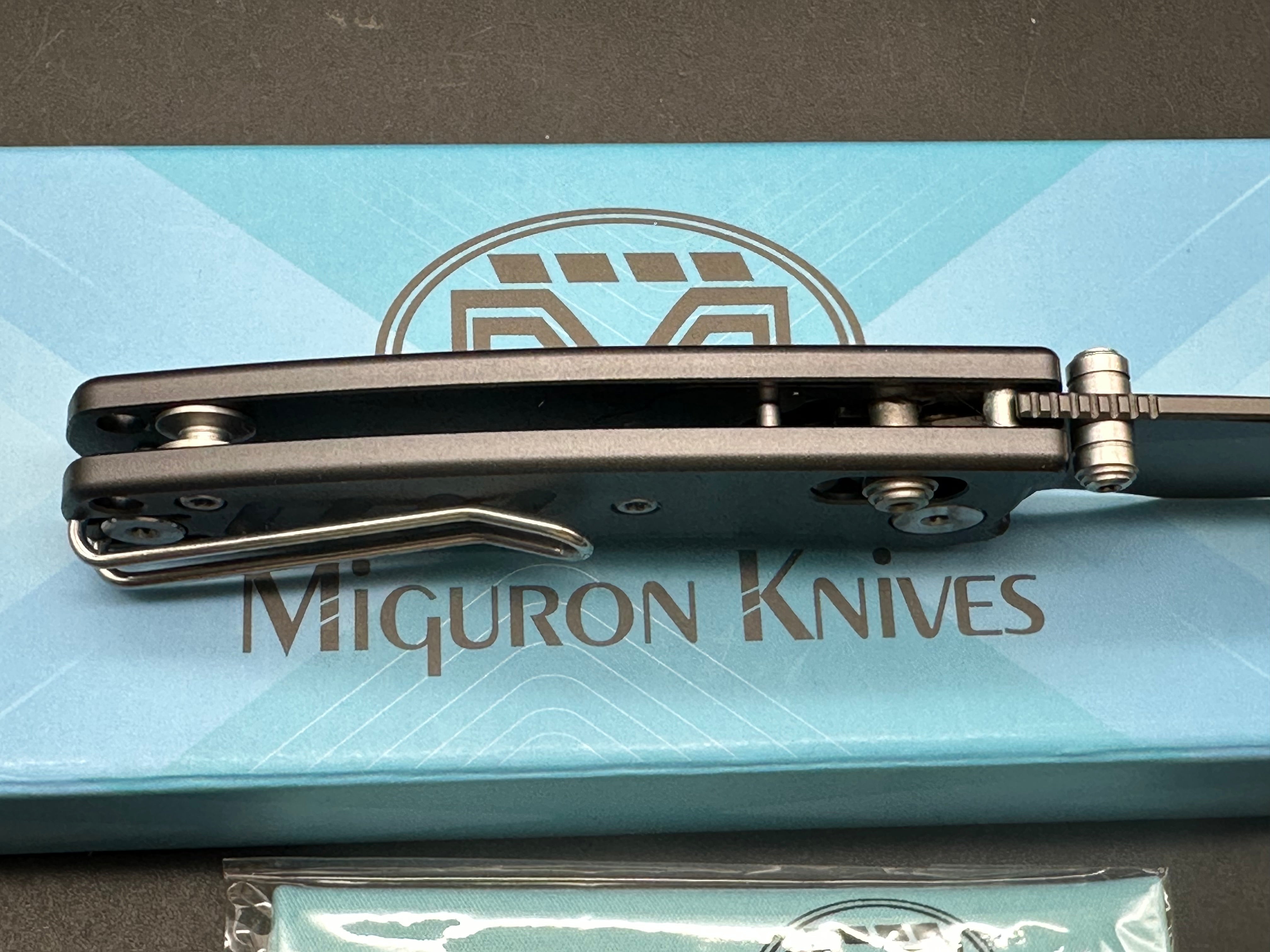 Miguron Evok 2.42" D2 Dark Gray PVD Blade with Dark Gray Aluminum Scales