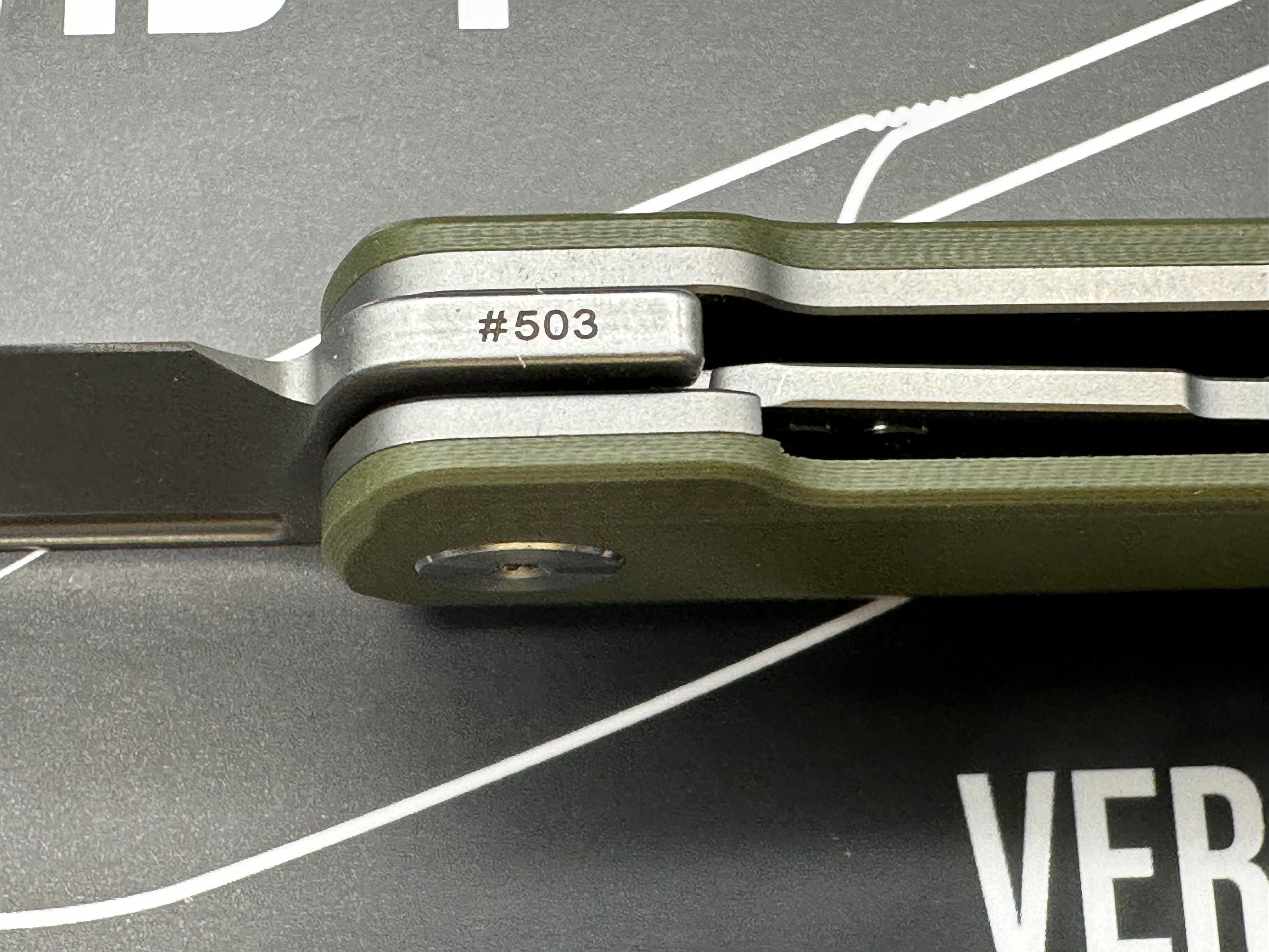 Vero Engineering Avid 1 - DLT Exclusive #503 3.25" CPM S45VN Stonewash Blade with OD Green G10 Scales