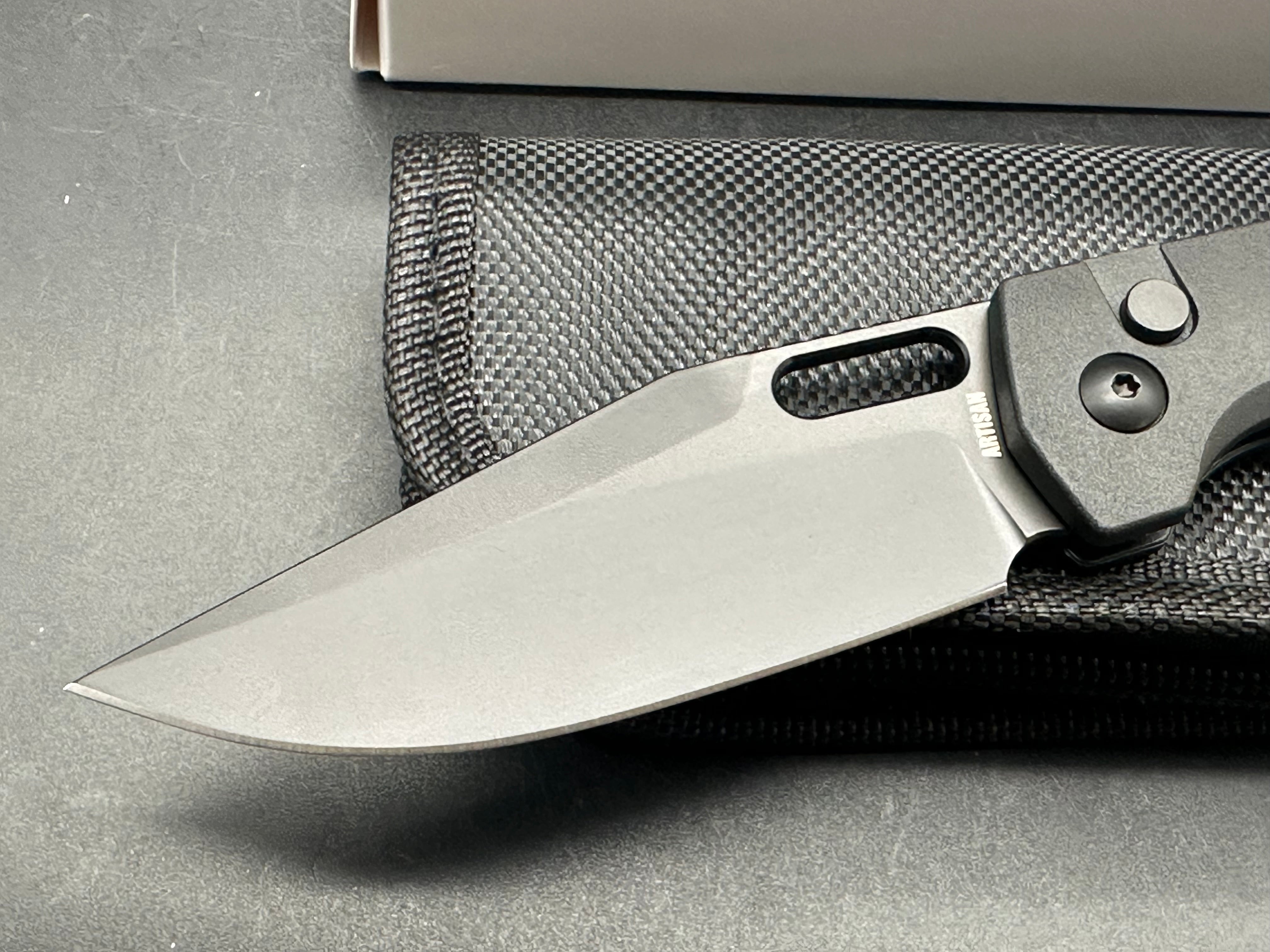 ARTISAN CUTLERY REVEL FOLDING KNIFE BLACK FRN HANDLE AR-RPM9 PLAIN BLACK BLADE