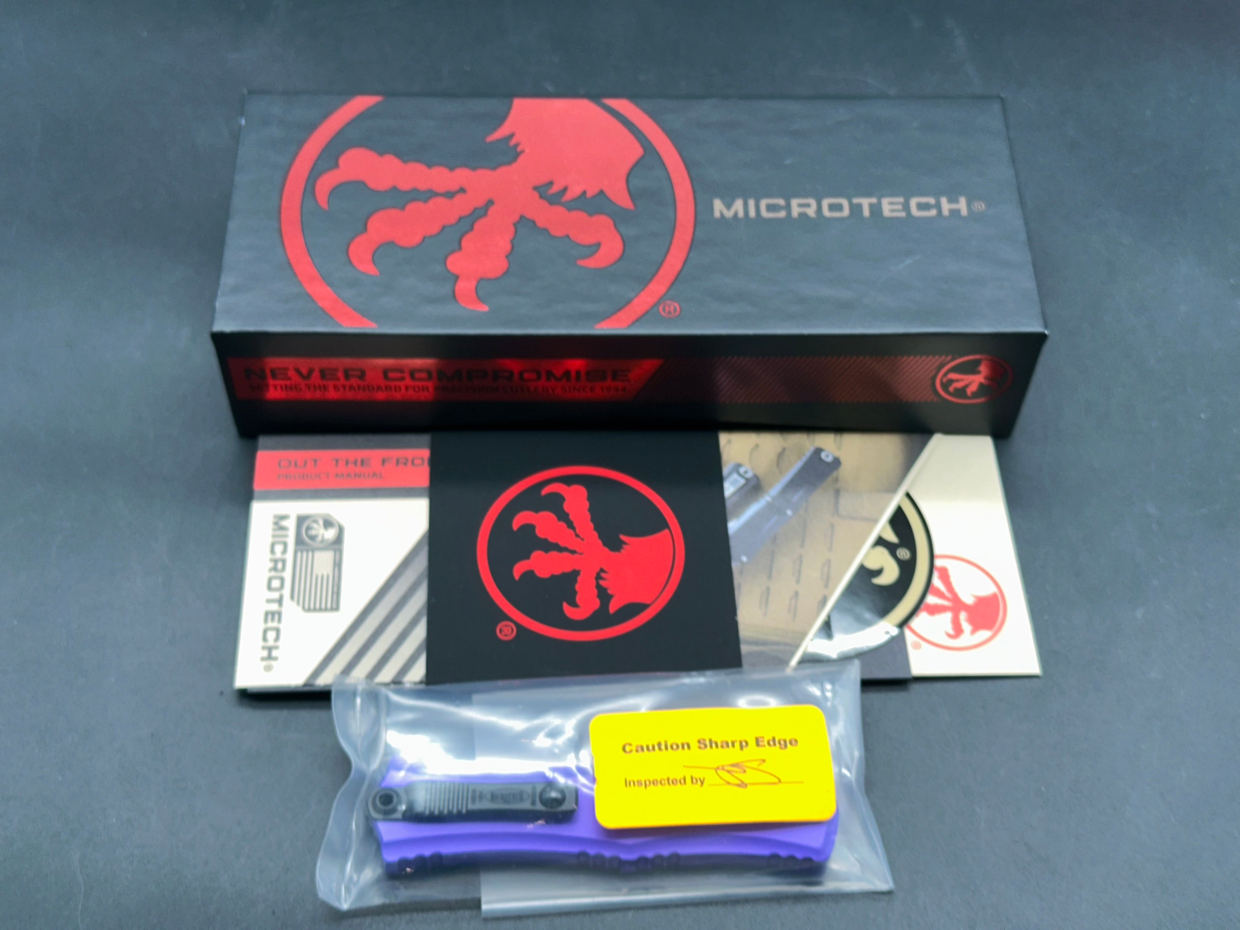 Microtech Hera II Mini Bayonet OTF Automatic Knife Purple Aluminum