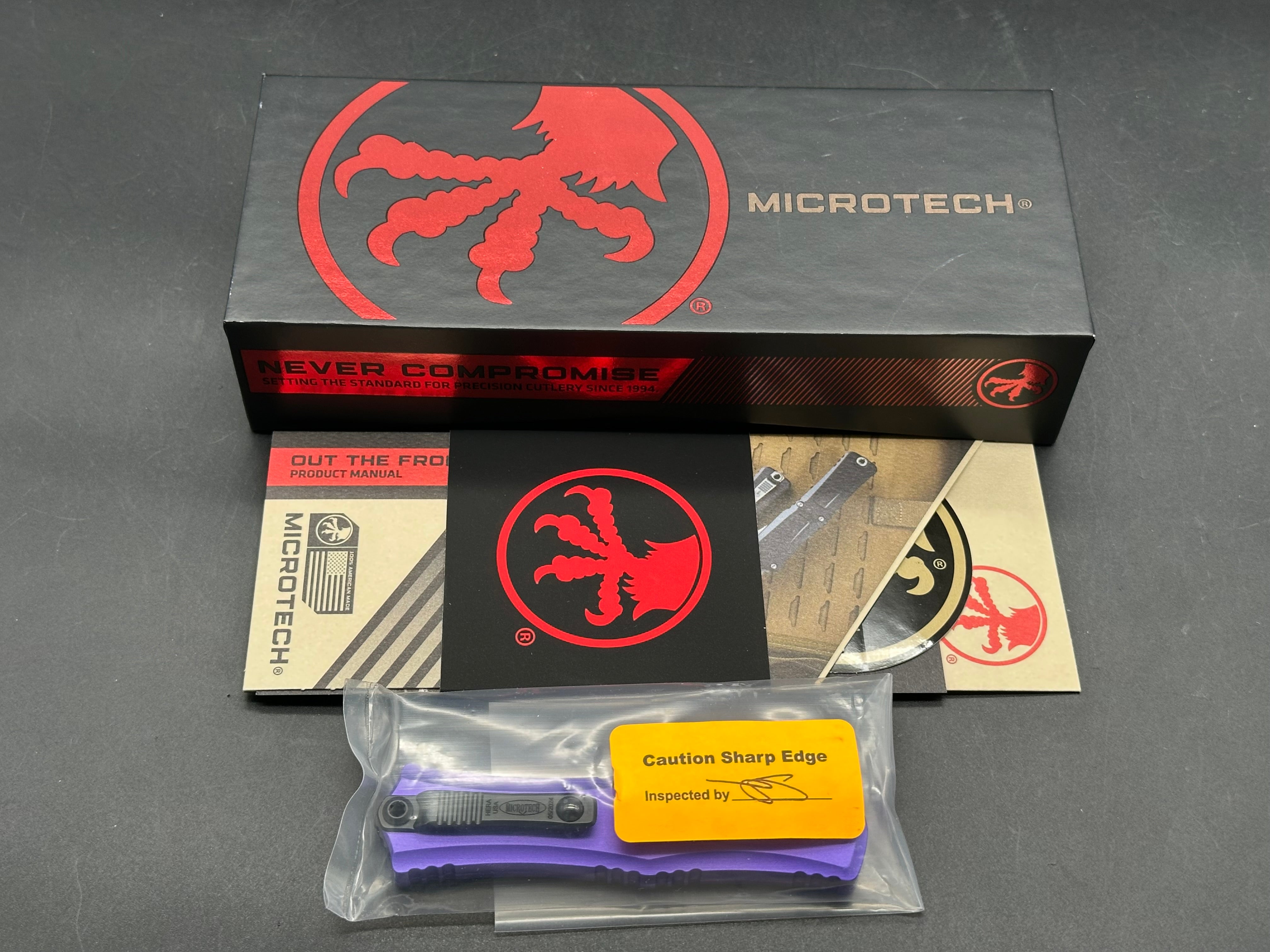 Microtech Hera II Mini Bayonet OTF Automatic Knife Purple Aluminum