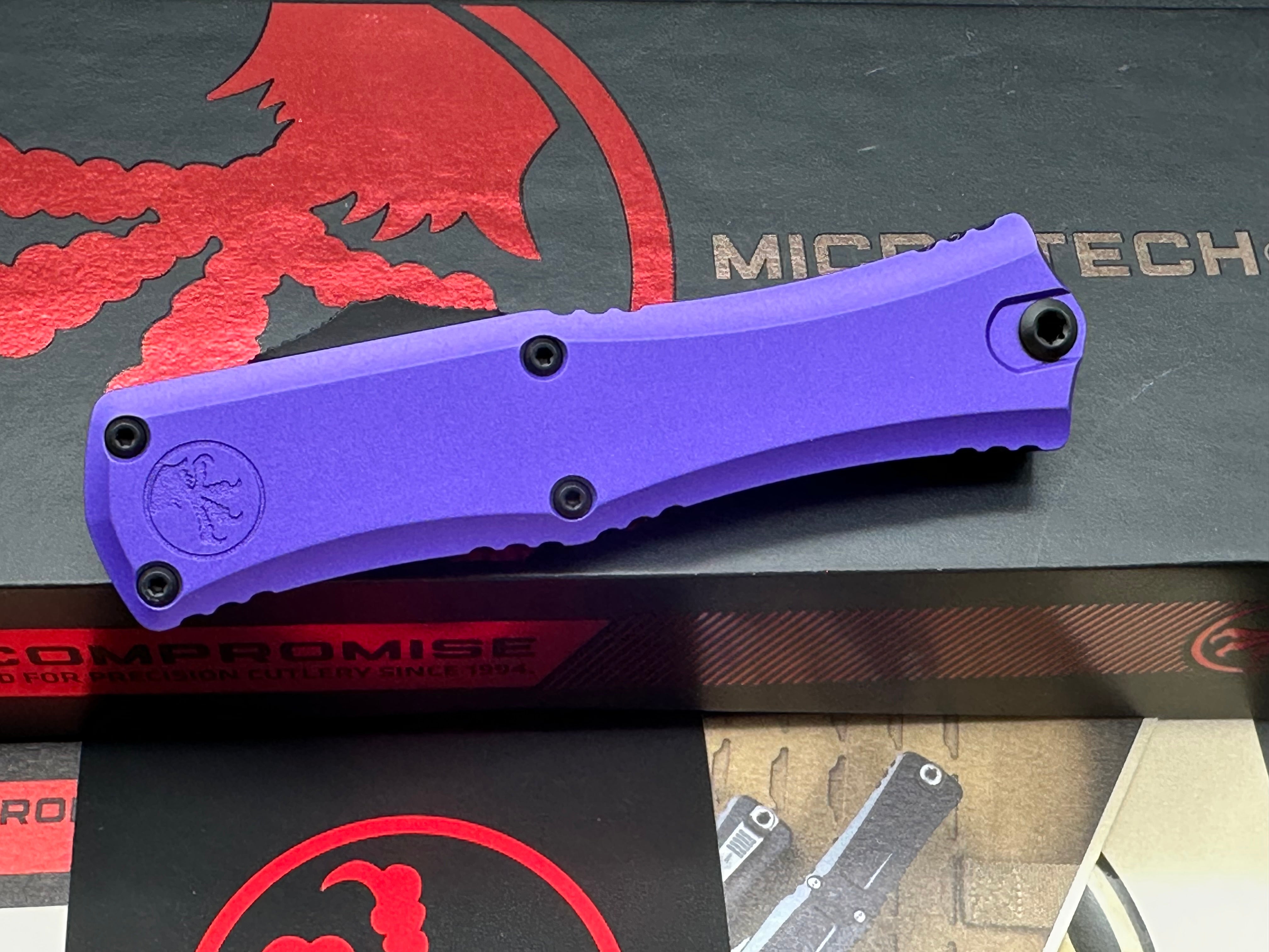 Microtech Hera II Mini Bayonet OTF Automatic Knife Purple Aluminum