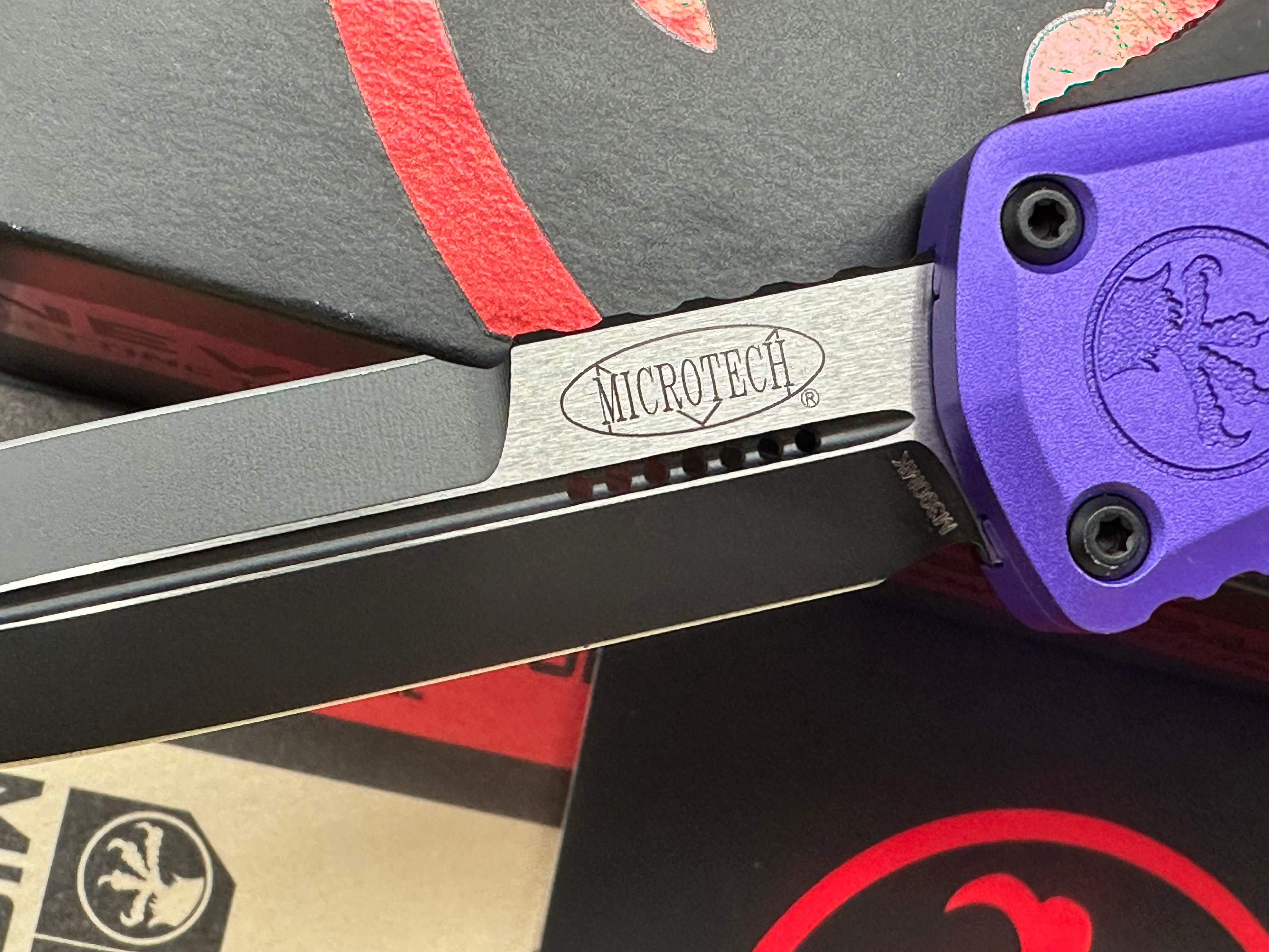 Microtech Hera II Mini Bayonet OTF Automatic Knife Purple Aluminum