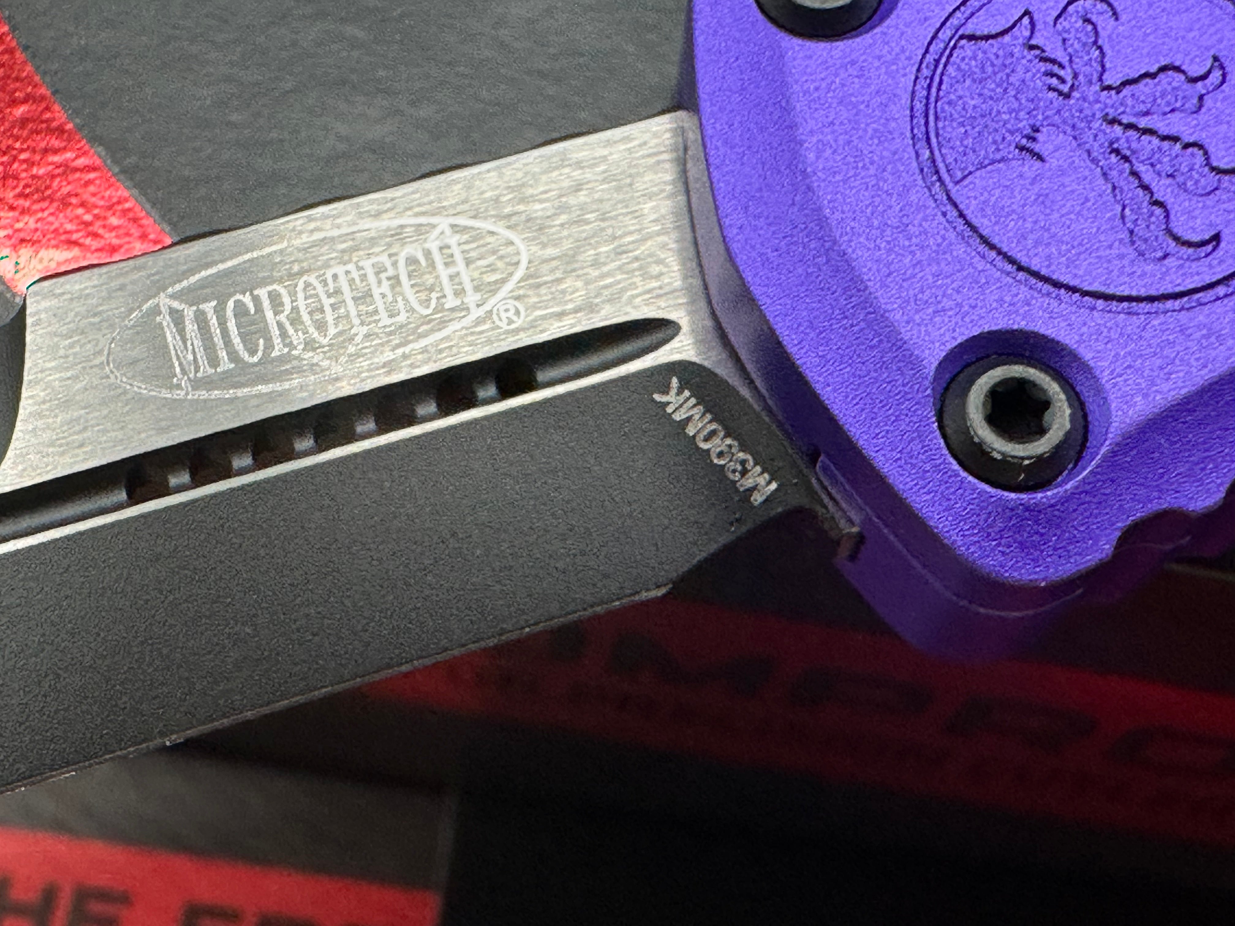Microtech Hera II Mini Bayonet OTF Automatic Knife Purple Aluminum