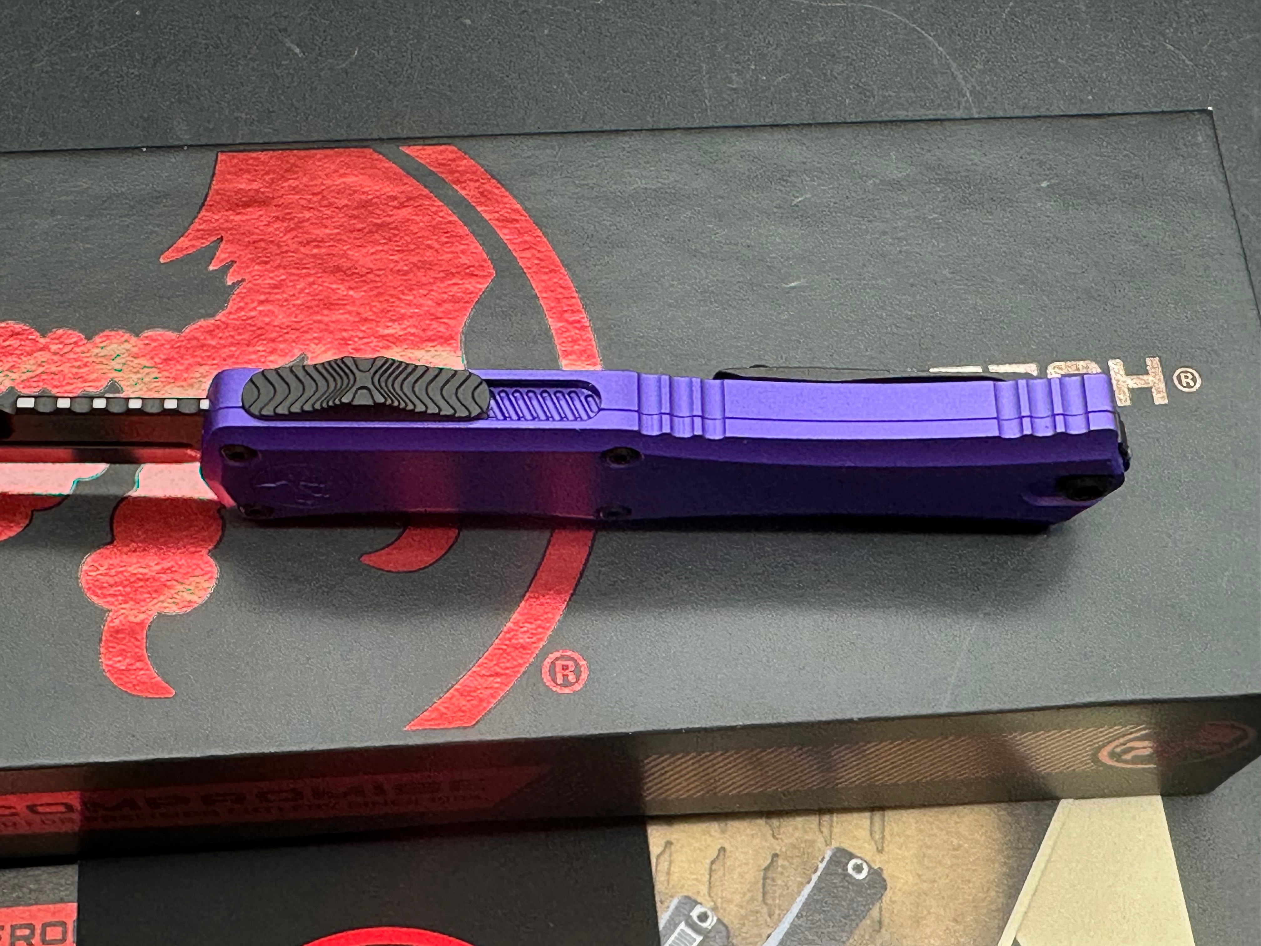 Microtech Hera II Mini Bayonet OTF Automatic Knife Purple Aluminum