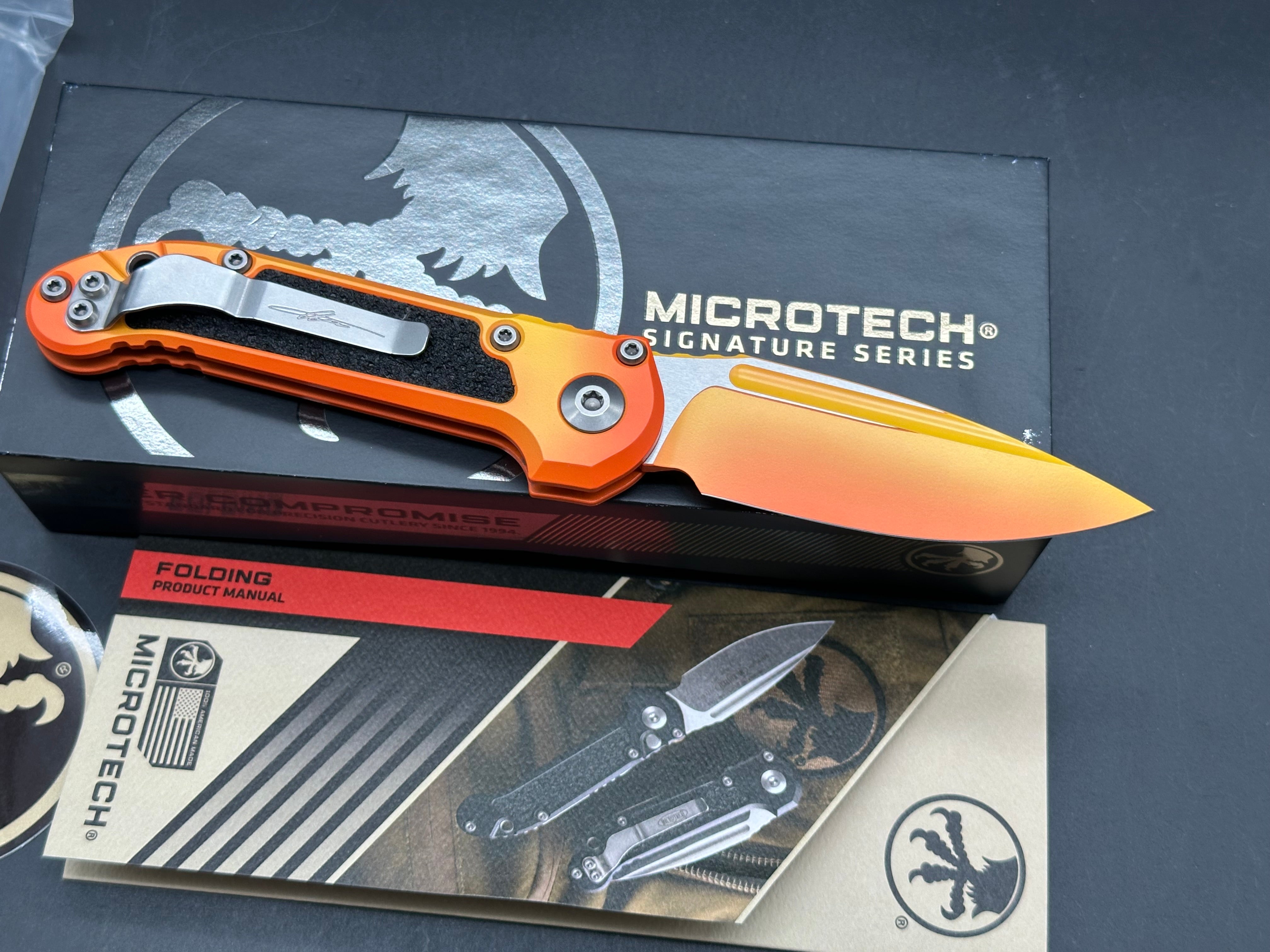 Microtech LUDTGen 3 Signature Series Sunrise tanto blade Sunrise Orange