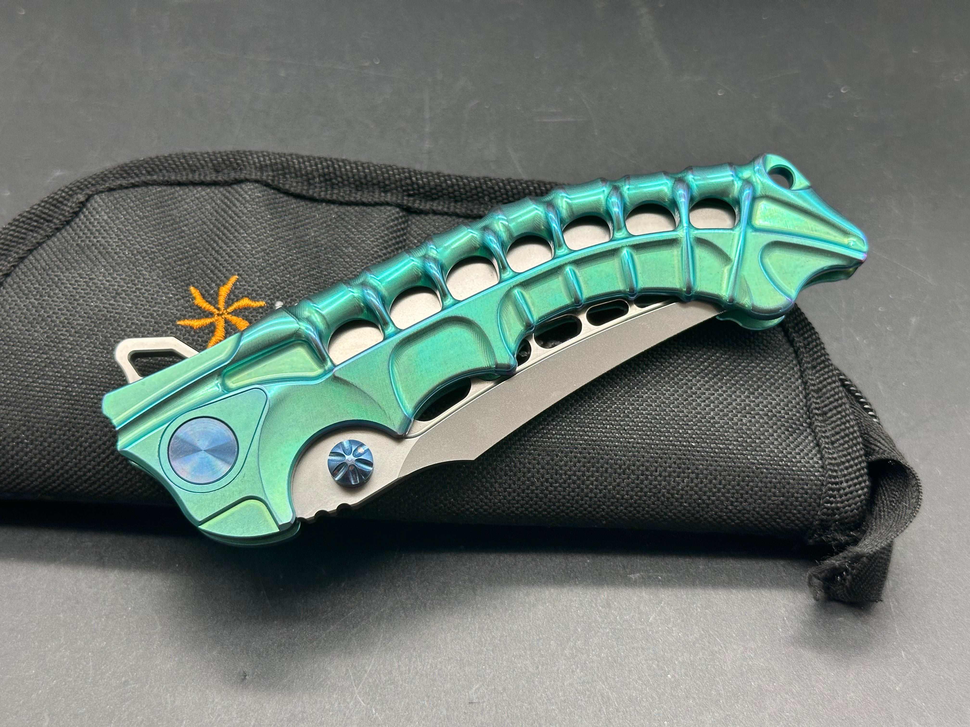 Andre De Villiers Scavenger Frame Lock Knife Green Ti (4.25" Satin) AdV