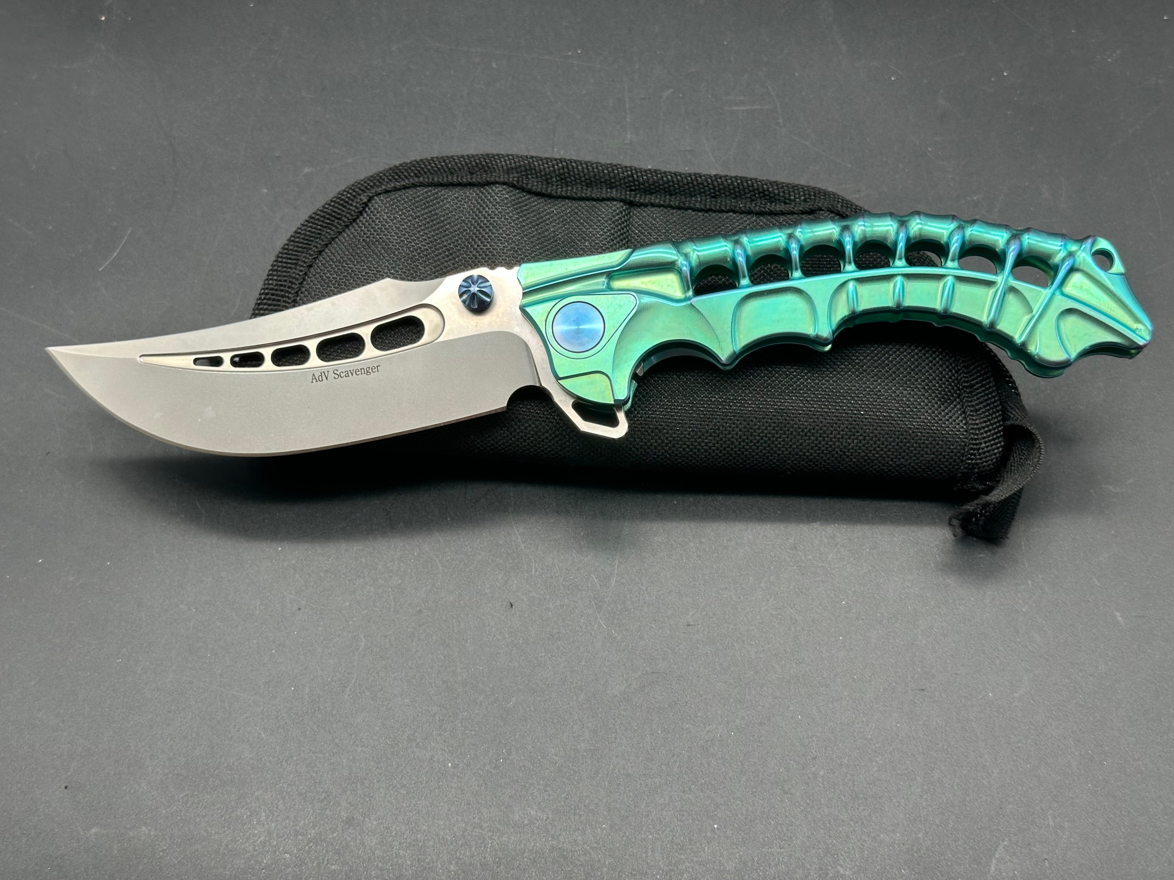 Andre De Villiers Scavenger Frame Lock Knife Green Ti (4.25" Satin) AdV