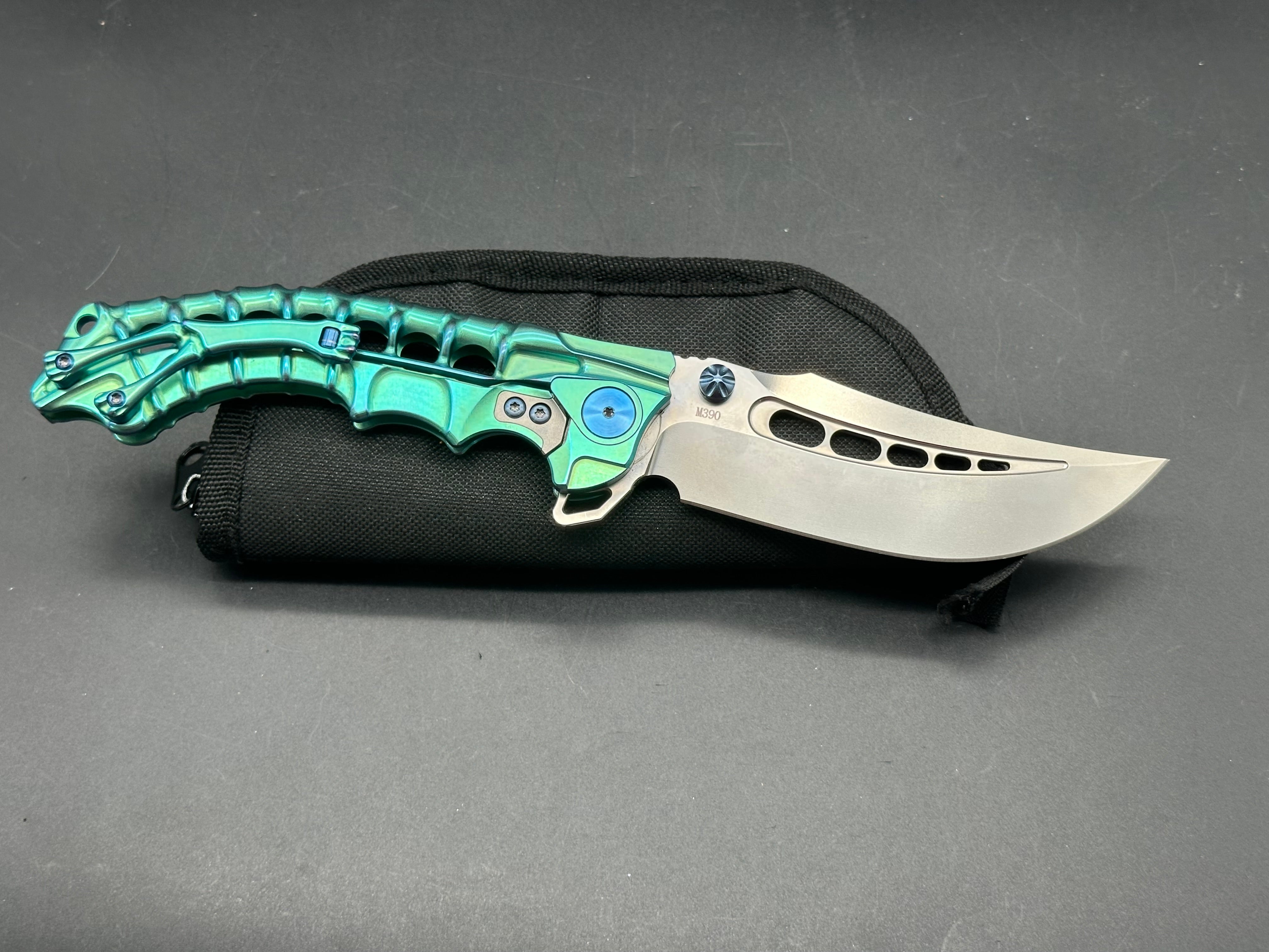 Andre De Villiers Scavenger Frame Lock Knife Green Ti (4.25" Satin) AdV