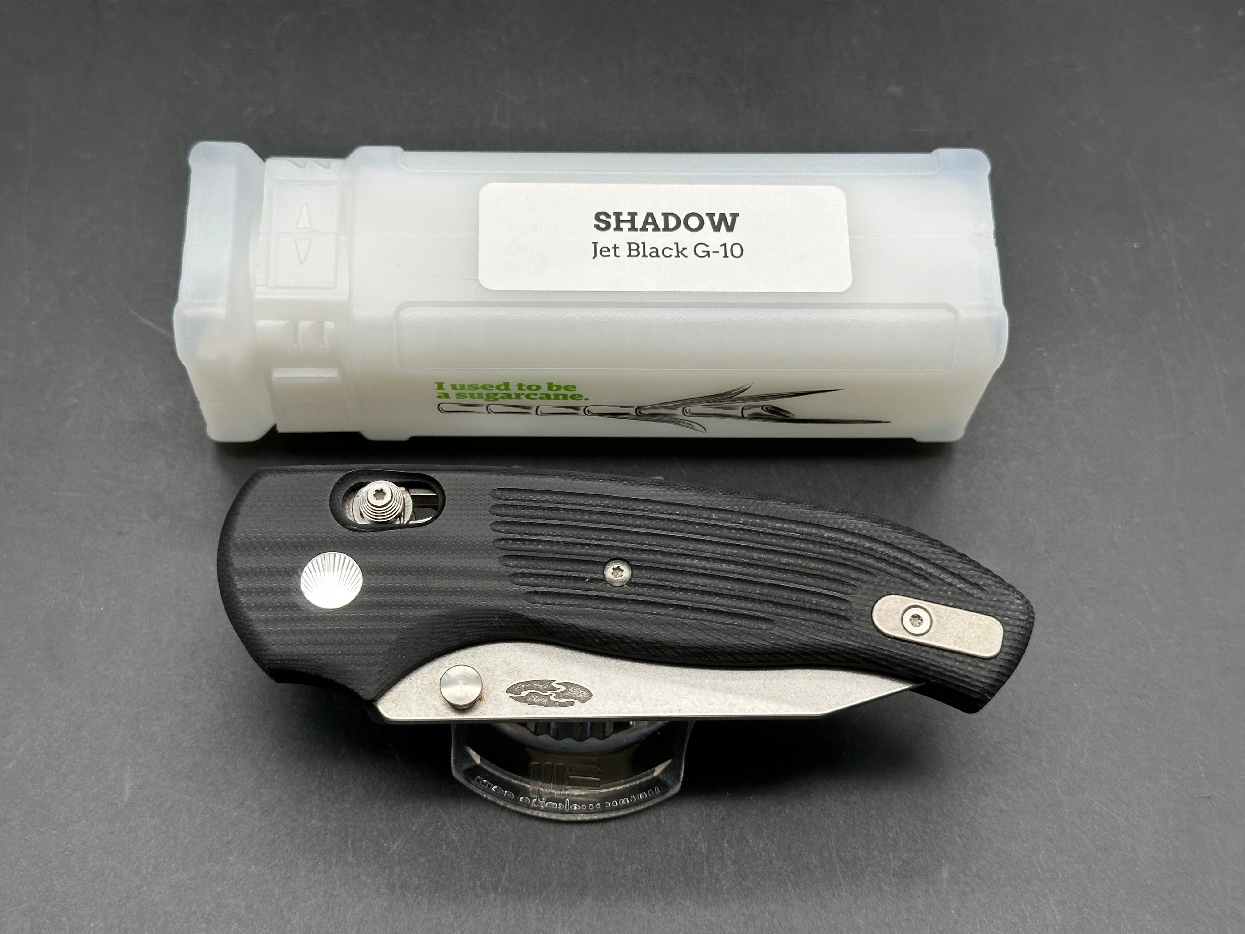 TRM - Three Rivers Mfg. Shadow 3.2" CPM 20CV Stonewash Blade with Milled Black G10 Scales