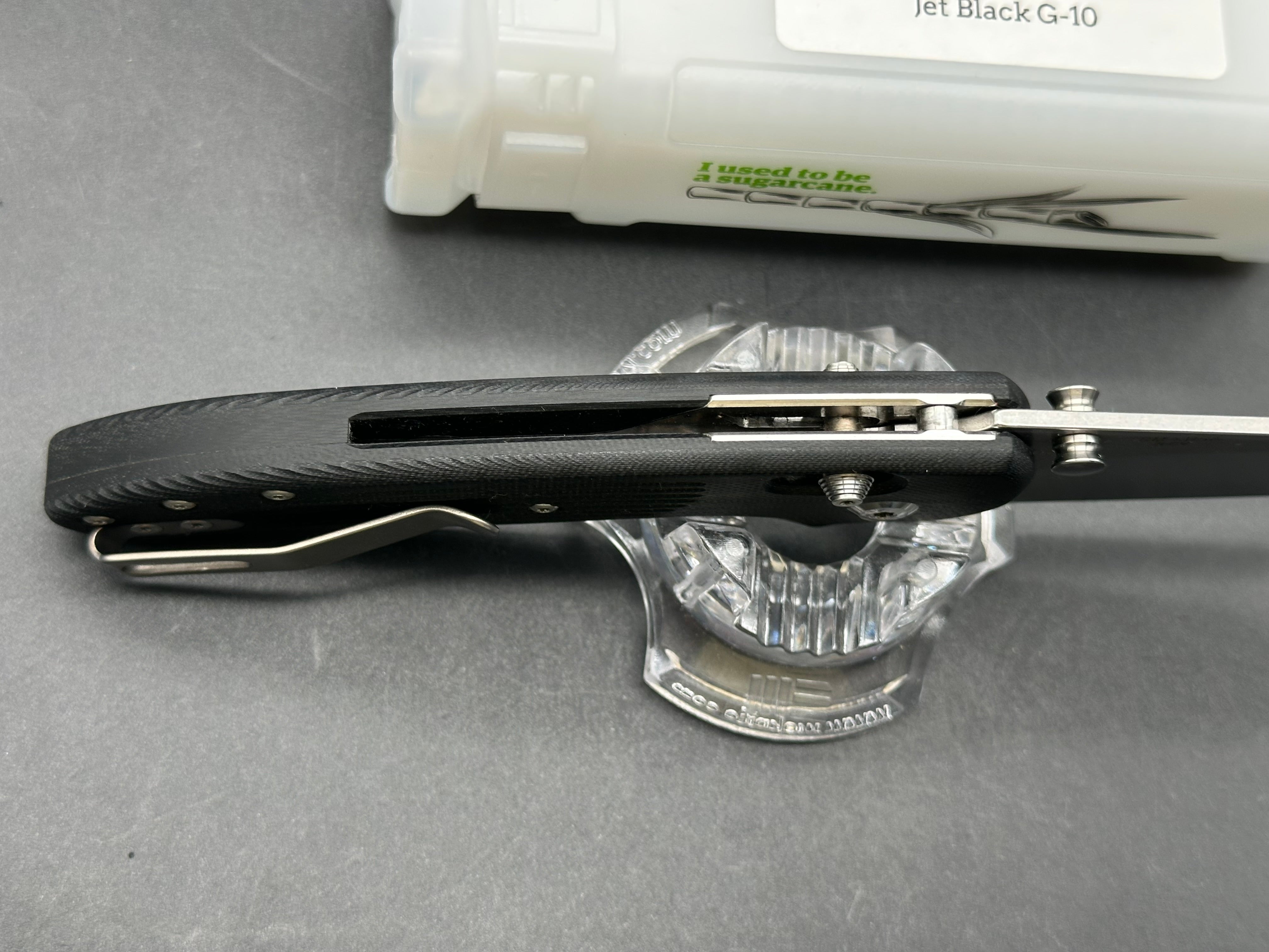 TRM - Three Rivers Mfg. Shadow 3.2" CPM 20CV Stonewash Blade with Milled Black G10 Scales