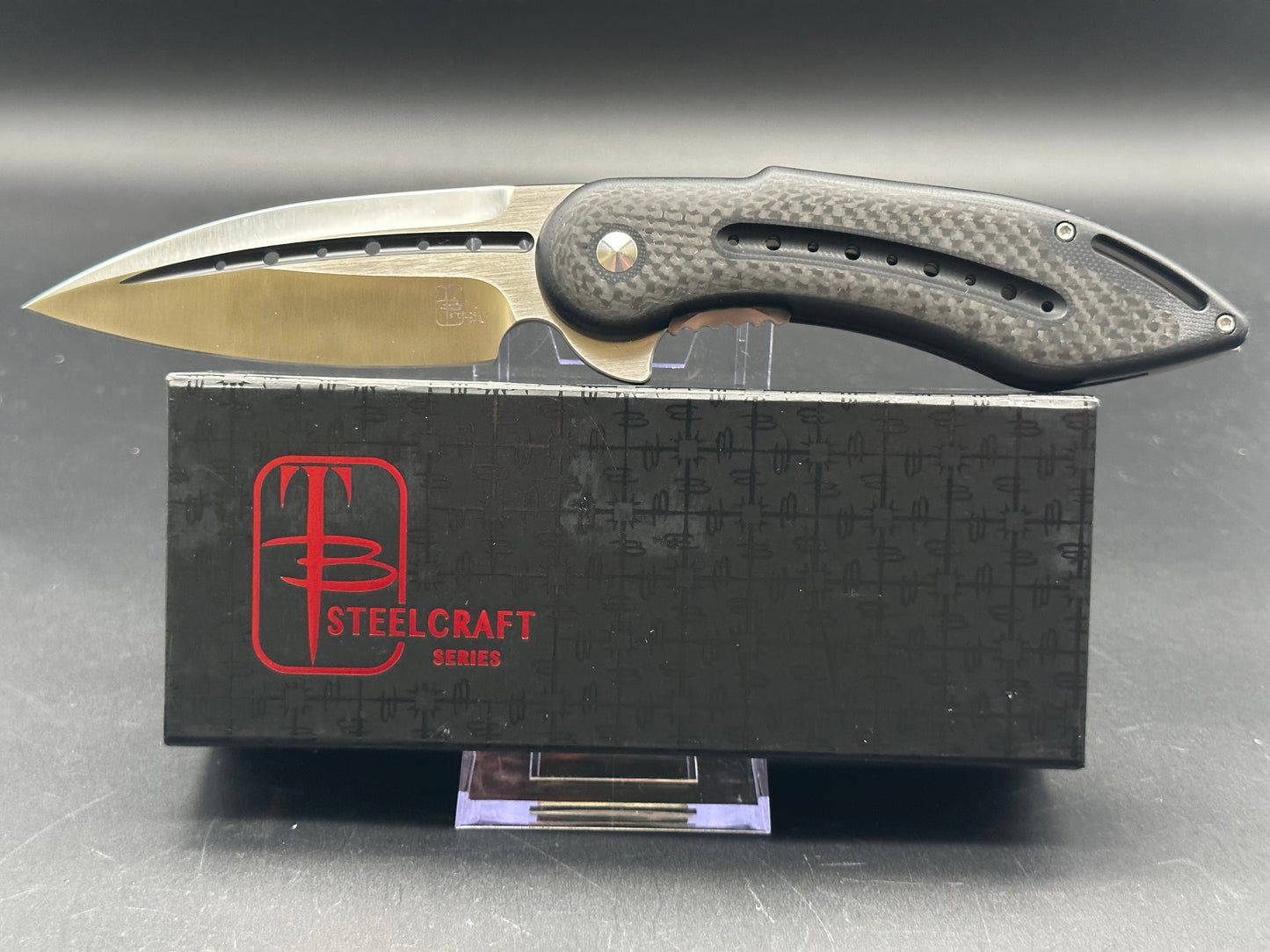 Todd Begg Steelcraft Glimpse black CF/G10 fluted blade