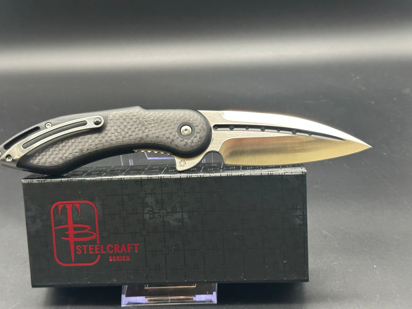 Todd Begg Steelcraft Glimpse black CF/G10 fluted blade