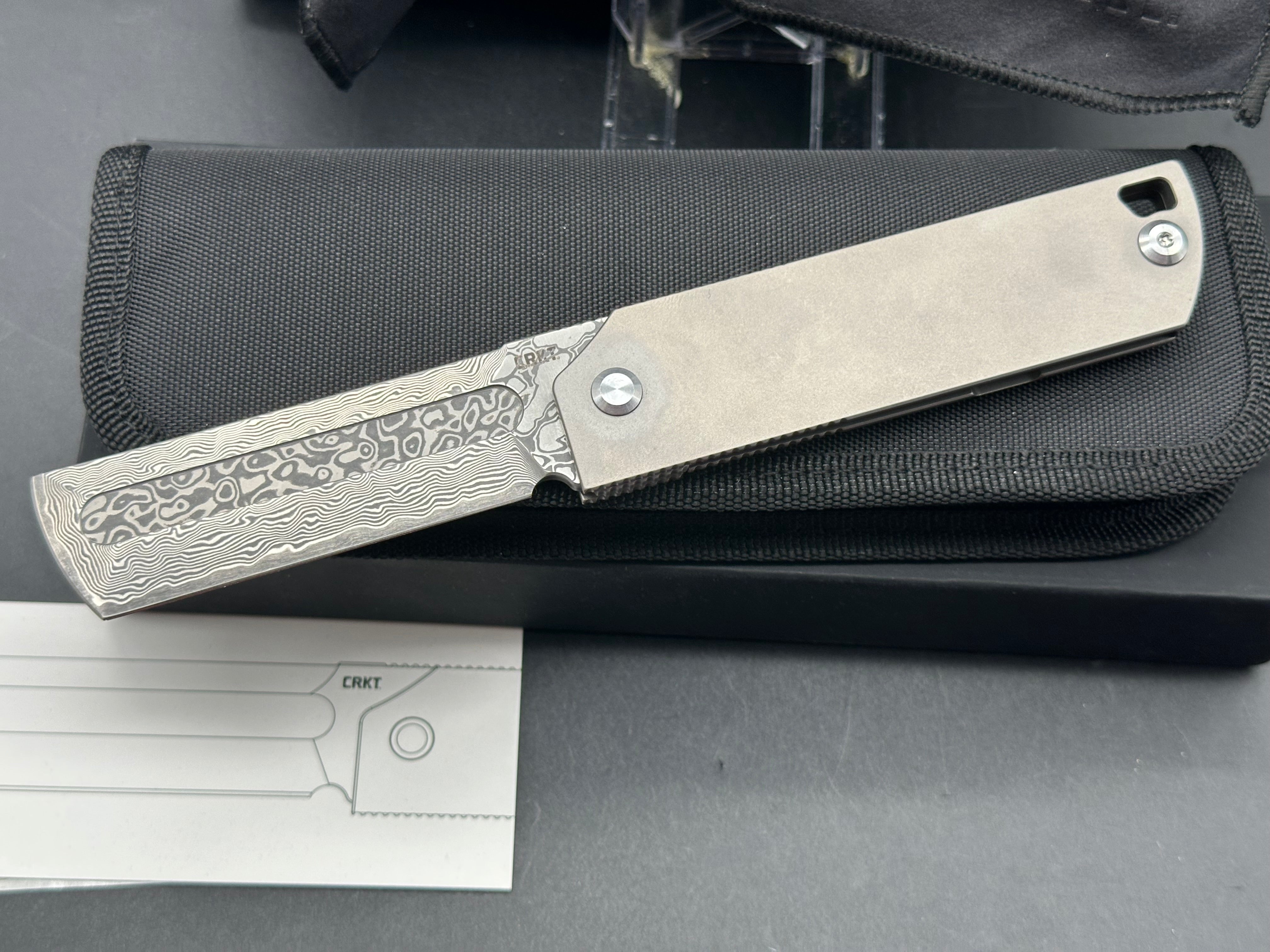 CRKT Mbombo Frame Lock Knife Titanium (3.23" Damascus)