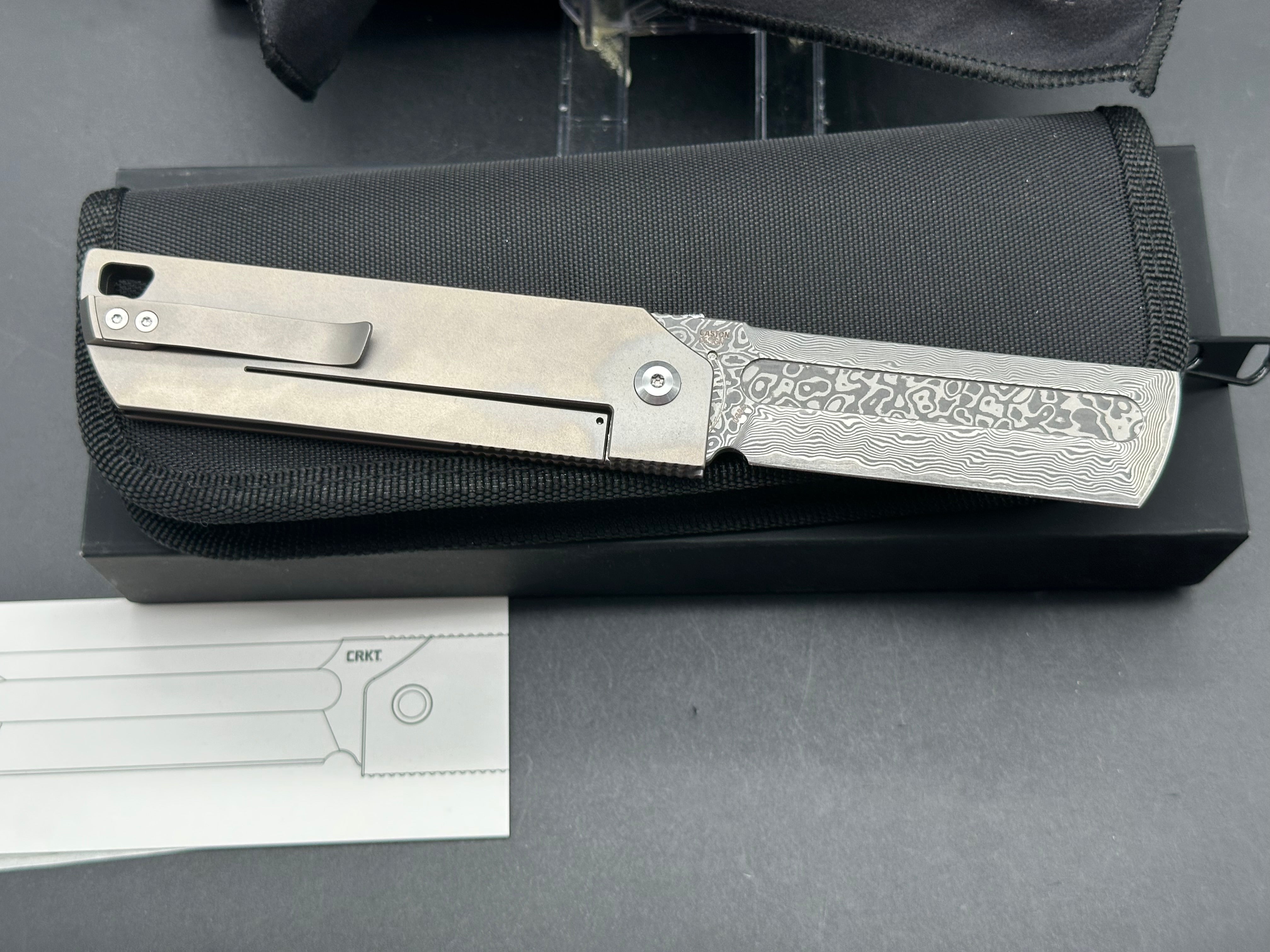 CRKT Mbombo Frame Lock Knife Titanium (3.23" Damascus)