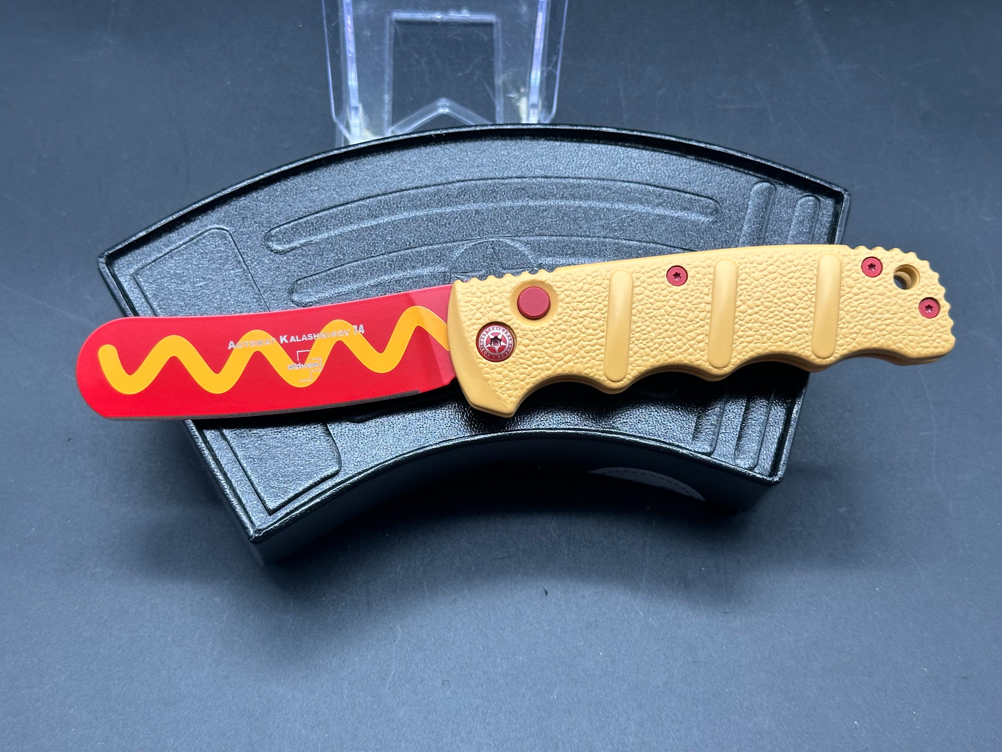 Boker Wiener Warrior Kalashnikov Automatic Knife (3.25" Red) Hot Dog