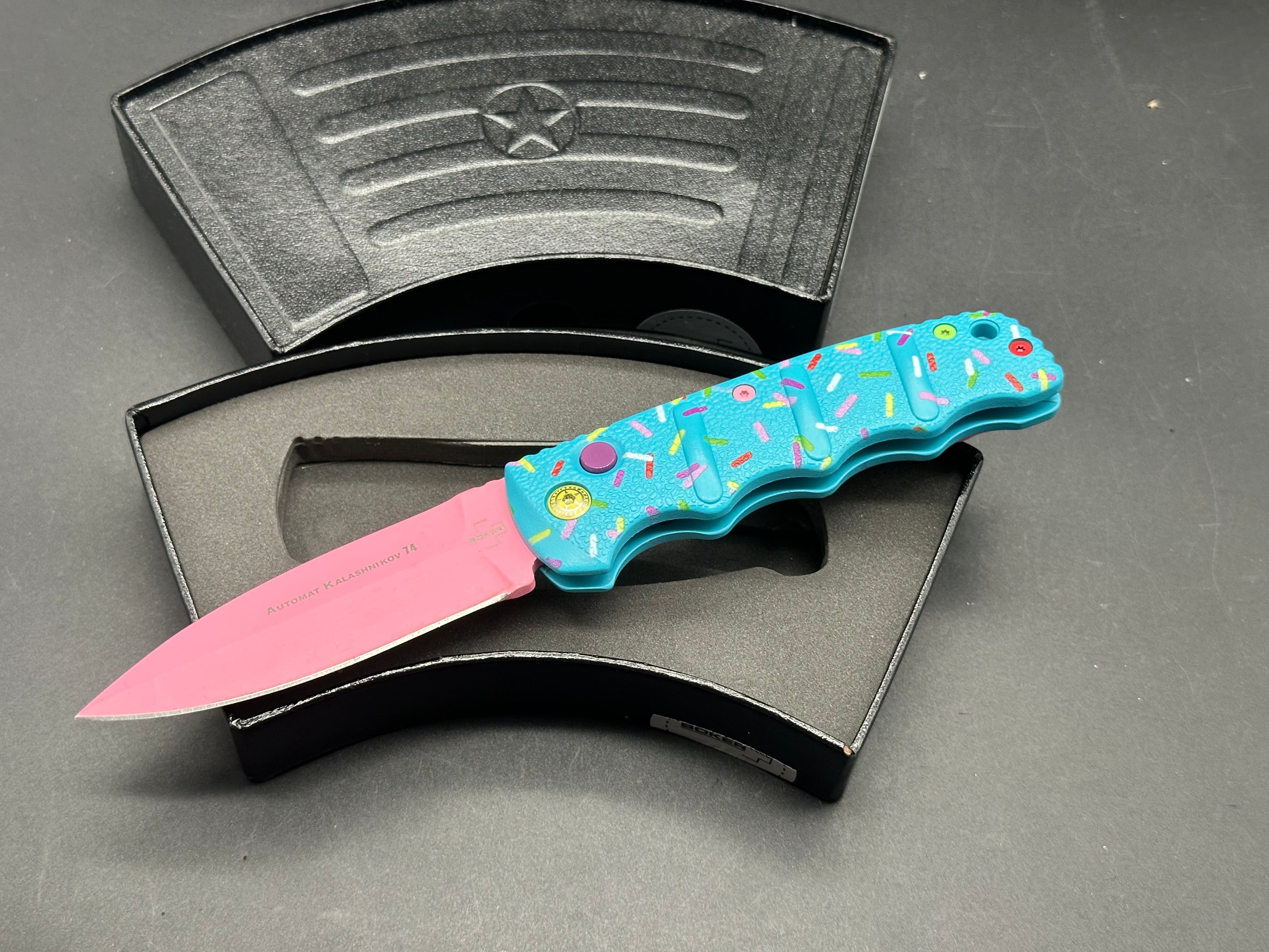 Boker Dessert Warrior Remix Kalashnikov Dagger Automatic Knife (3.25" Pink)