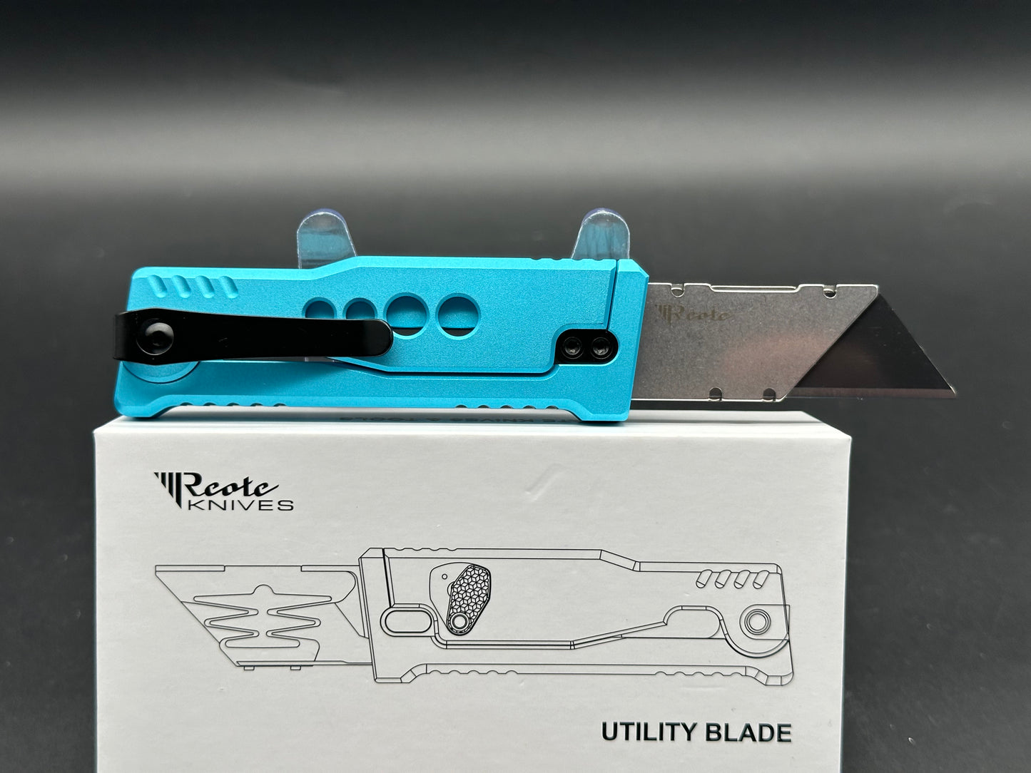 Reate EXO-U Gravity Knife Blue Speedhole Aluminum (2.3" Utility)