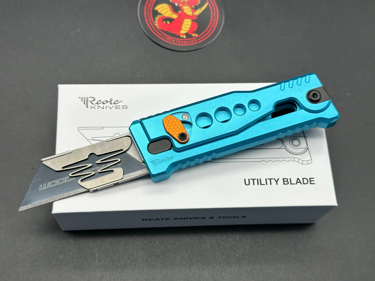 Reate EXO-U Gravity Knife Blue Speedhole Aluminum (2.3" Utility)