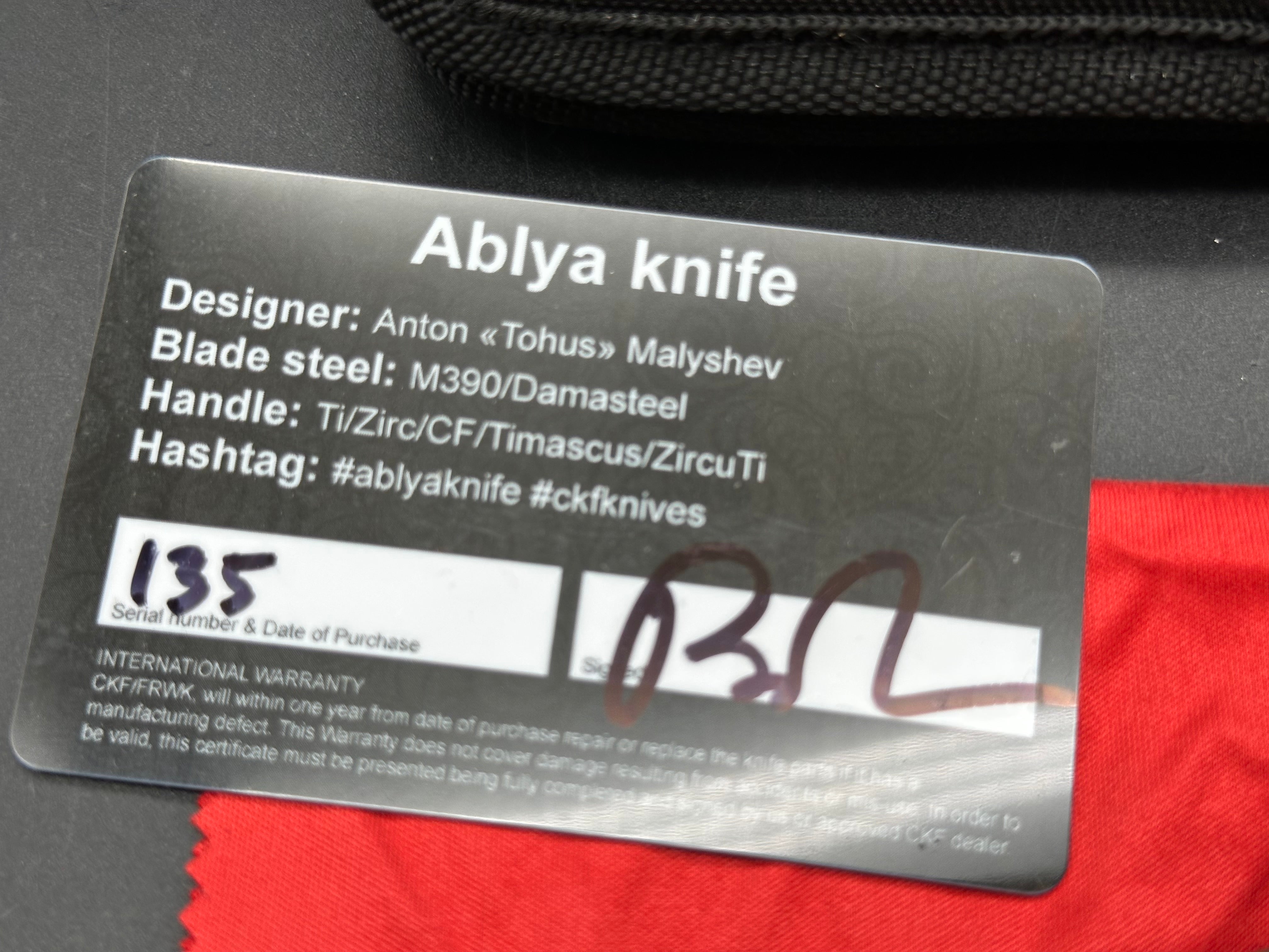 CKF (Custom Knife Factory) Ablya