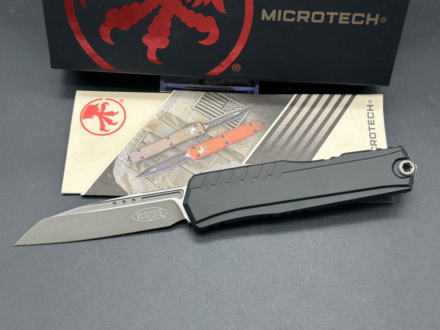 Microtech Cypher II S/E OTF Automatic Knife Black (3.5" Apocalyptic)