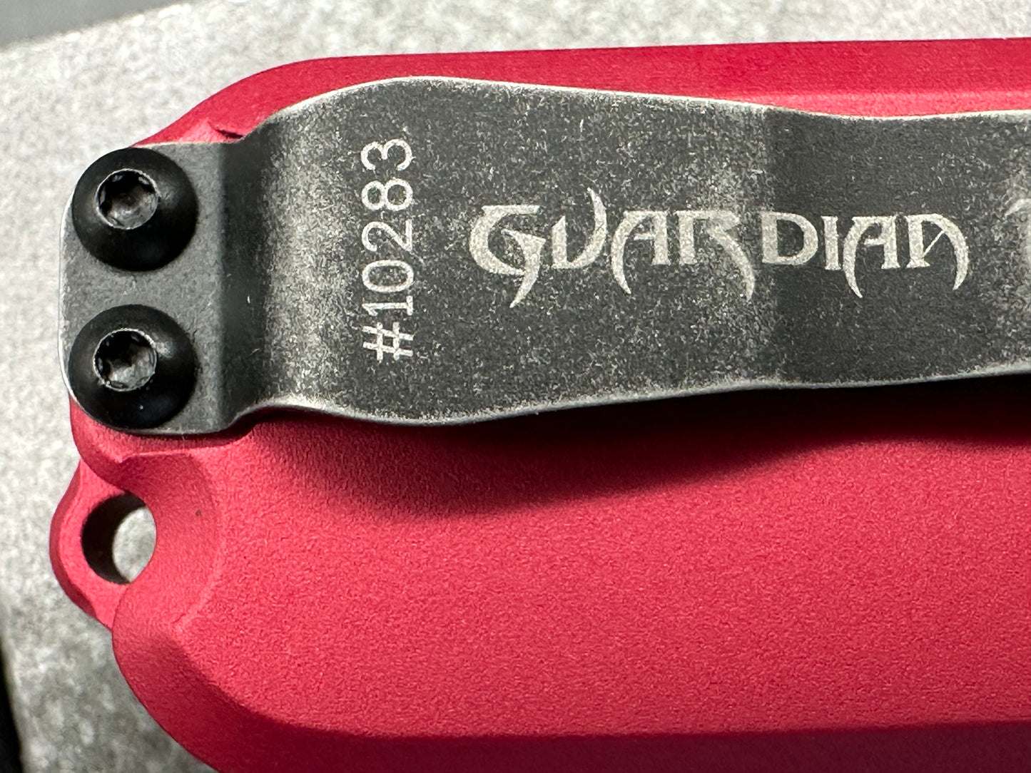 Guardian Tactical RECON-035 OTF 3.3" Red 6061 Aluminum Frame Dagger/Black Stonewash Elmax