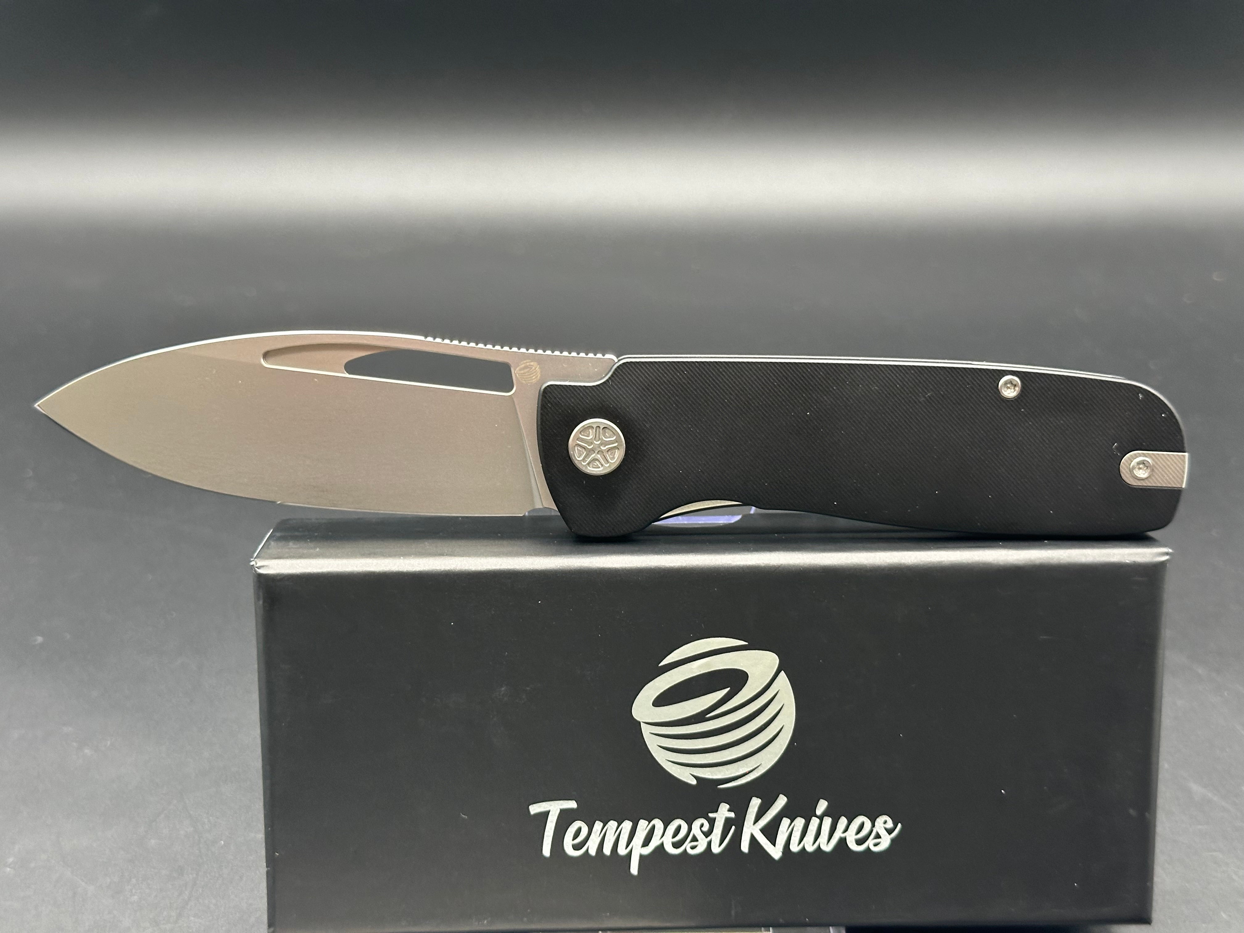 Tempest Knives Jetstream Black titanium handle w/154CM blade