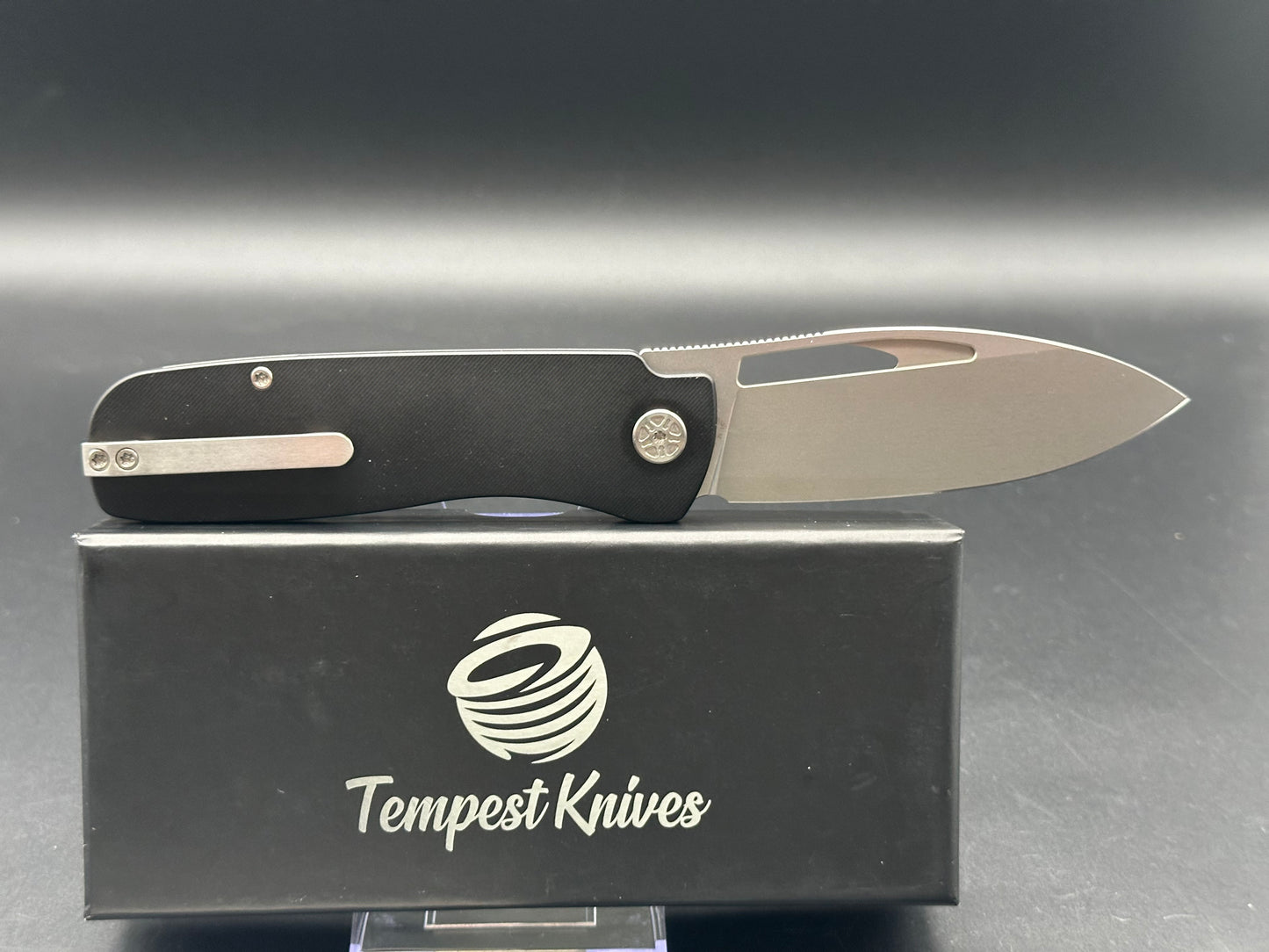 Tempest Knives Jetstream Black titanium handle w/154CM blade