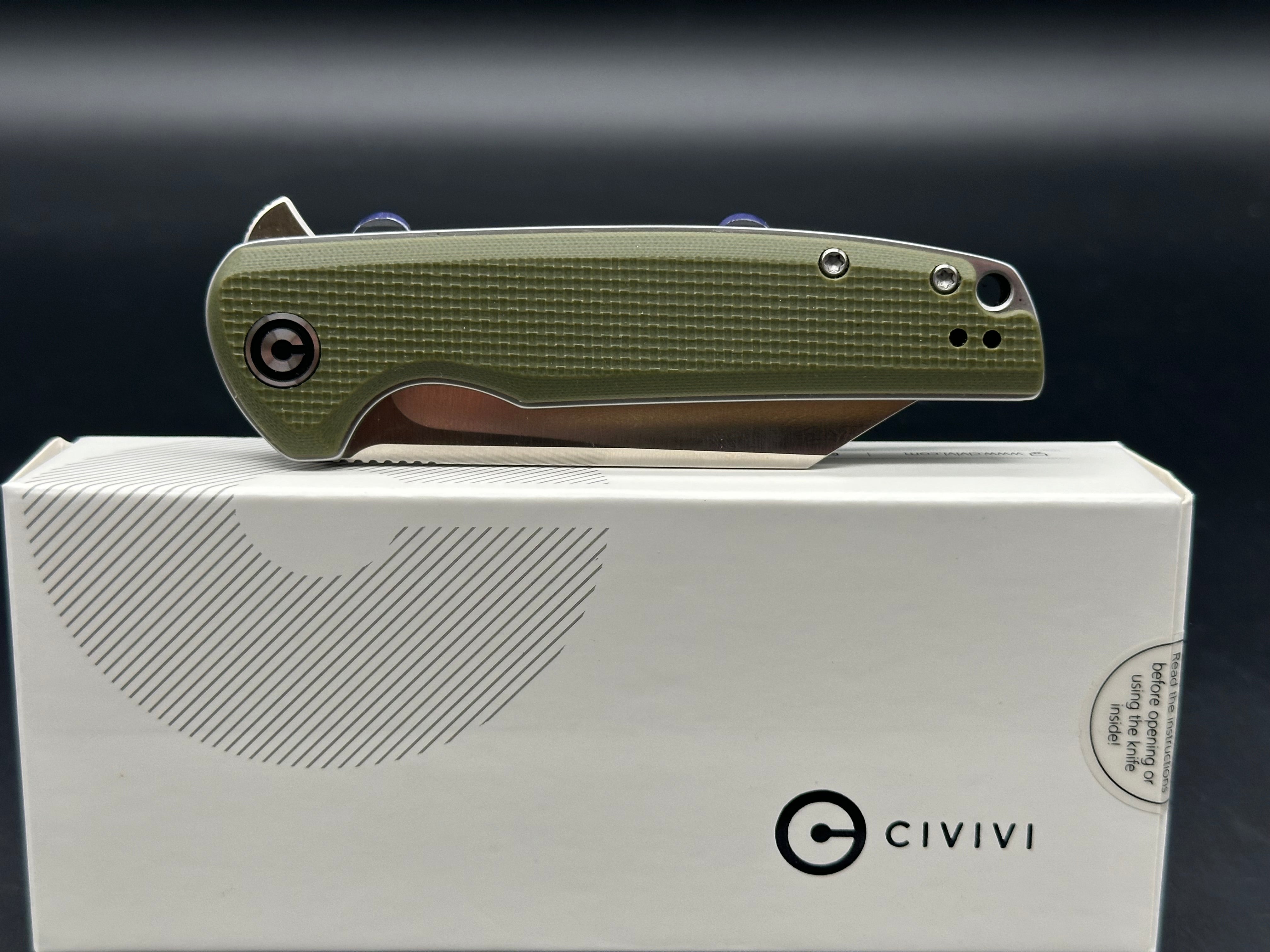 CIVIVI Brigand Liner Lock Knife OD Green G-10 (3.5" Satin D2) C909A