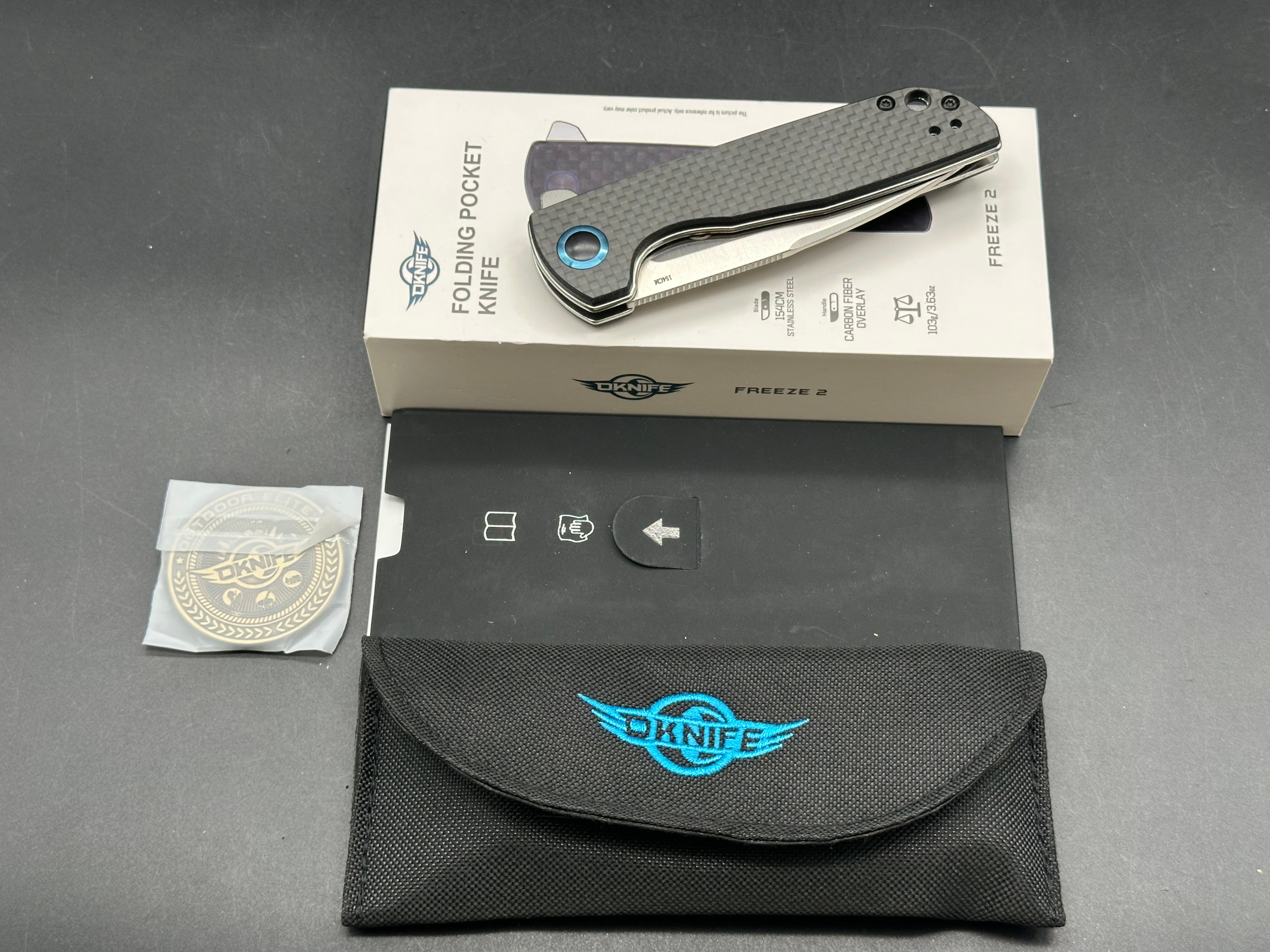 Olight Oknife Freeze 2 Liner Lock Knife Carbon Fiber (3.5" Satin)