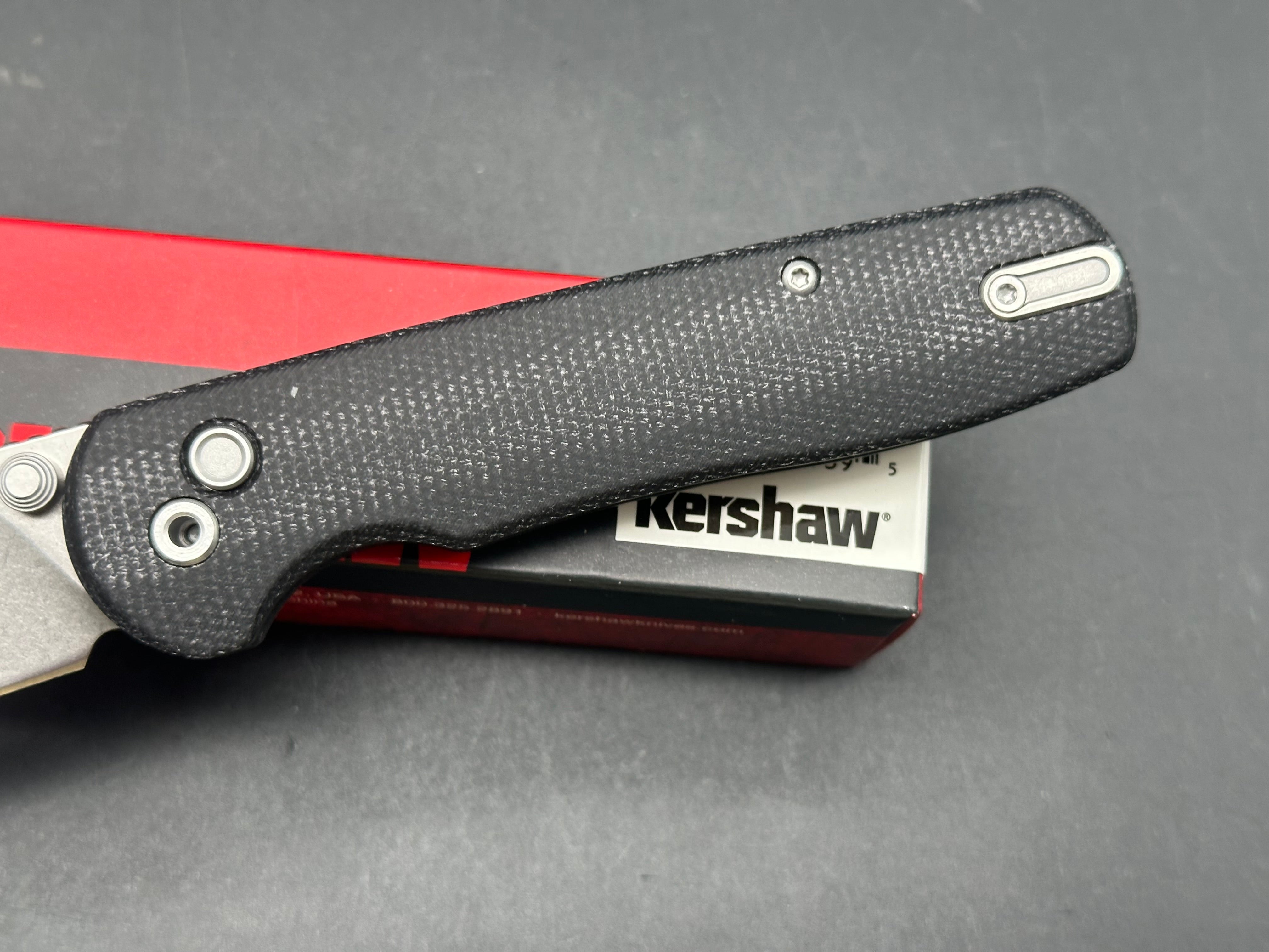 Kershaw Remnant Button Lock Knife Black Micarta (3.5" Stonewash)