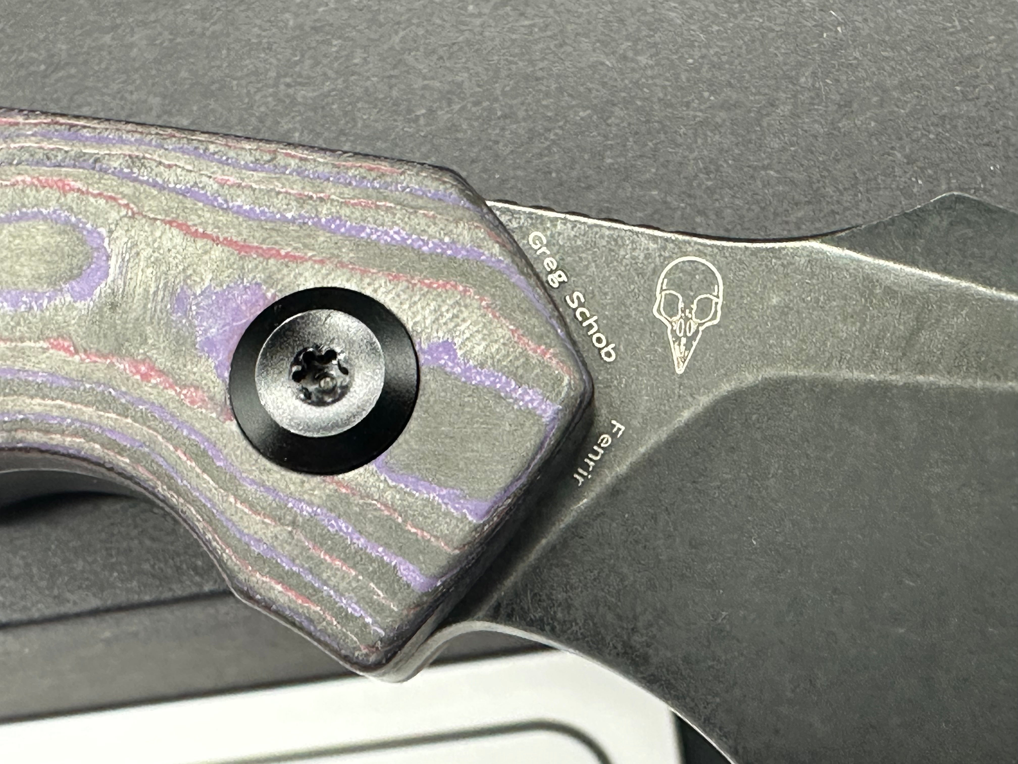 KANSEPT FENRIR EXCLUSIVE FIXED BLADE PURPLE HAZE FATCARBON HANDLE 2.87" CPM S35VN BLADE