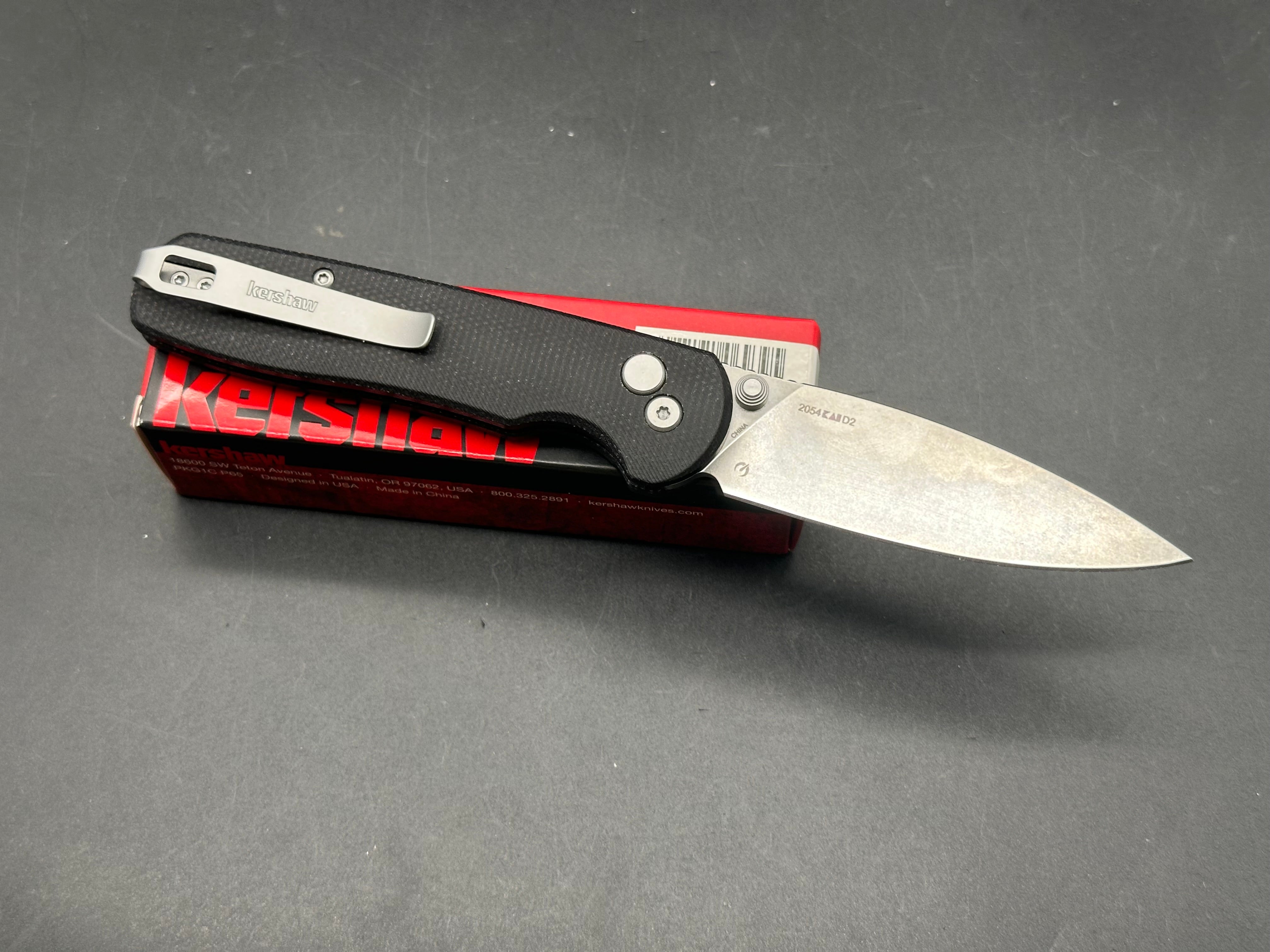 Kershaw Remnant Button Lock Knife Black Micarta (3.5" Stonewash)
