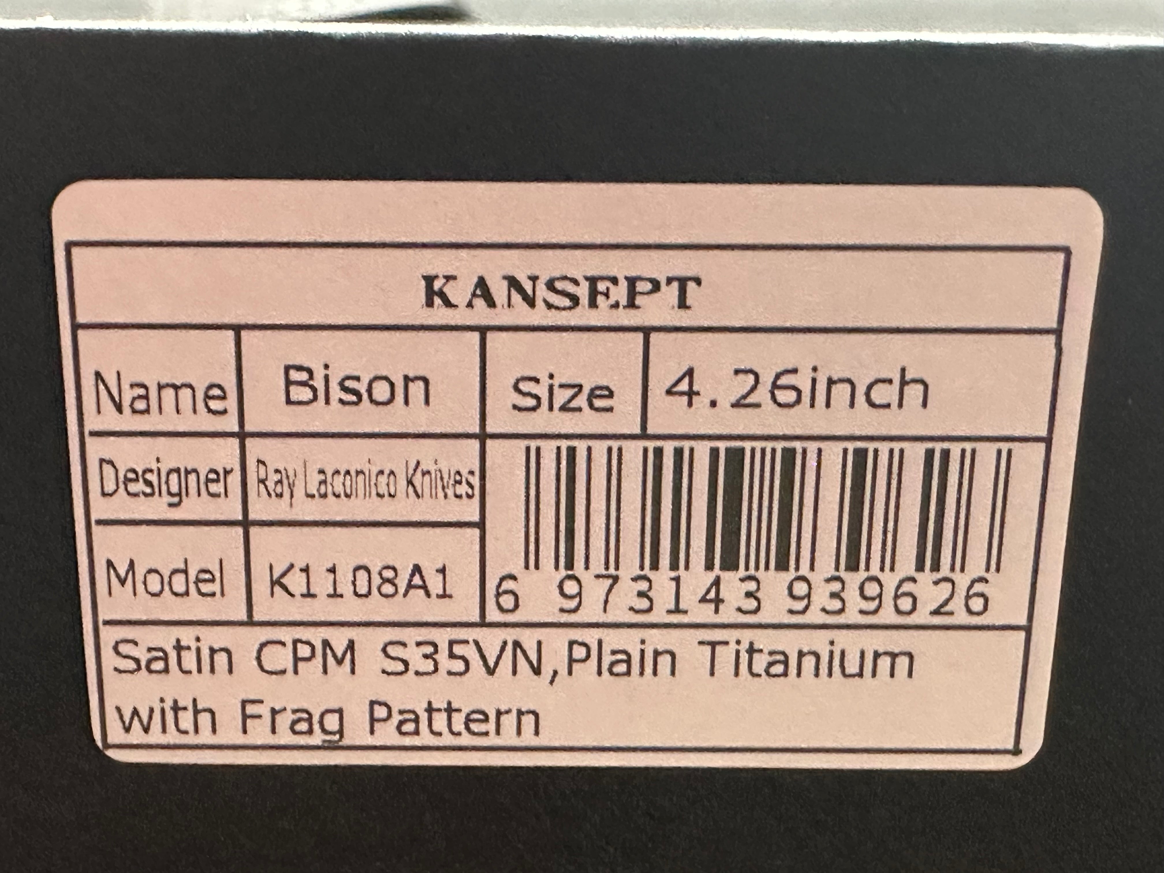 KANSEPT BISON FOLDING KNIFE GRAY TITANIUM HANDLE S35VN PLAIN EDGE
