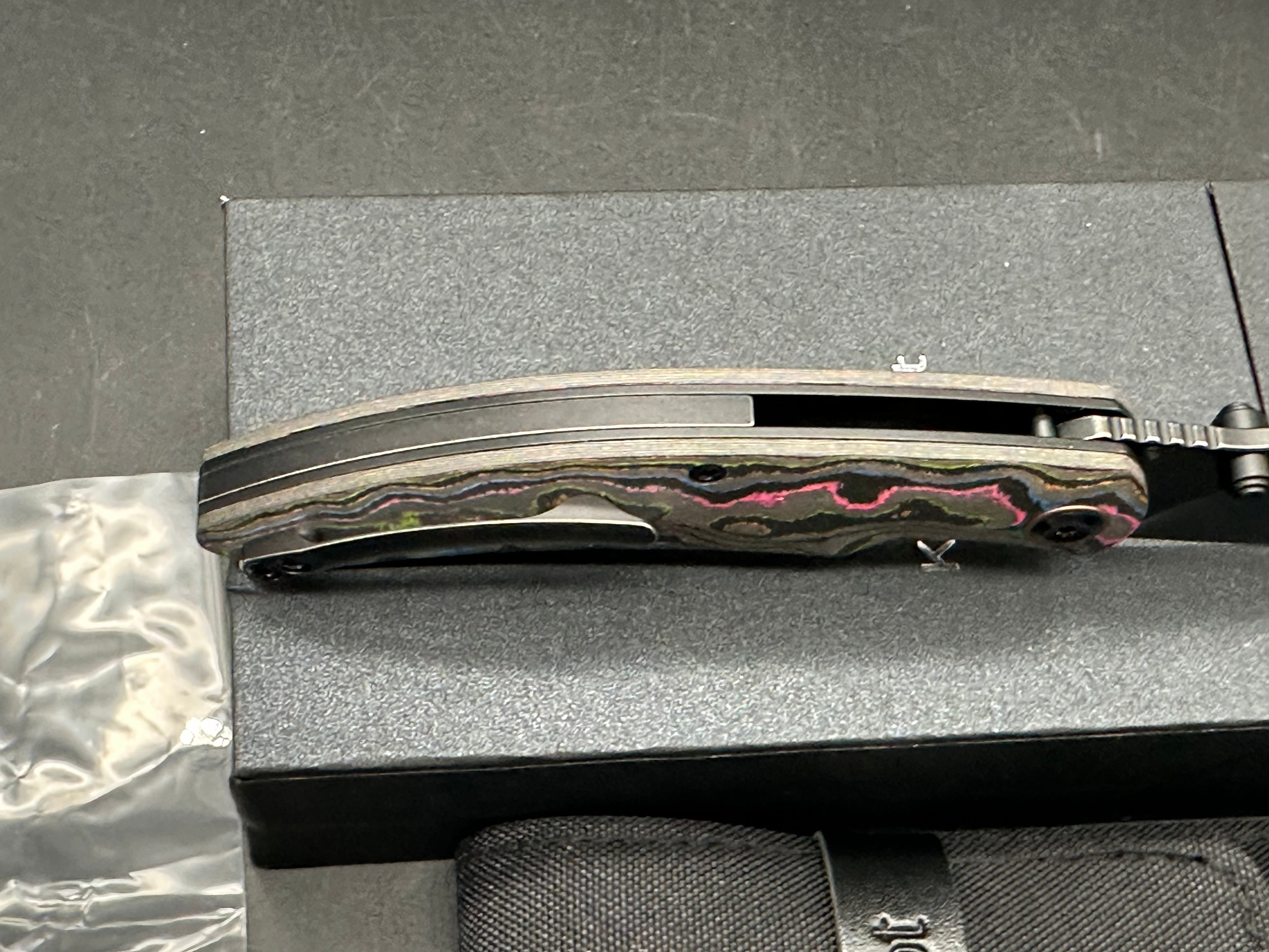 KANSEPT FALK FOLDING KNIFE 80'S CAMOCARBON HANDLE 3.3" BLACKWASH ELMAX BLADE