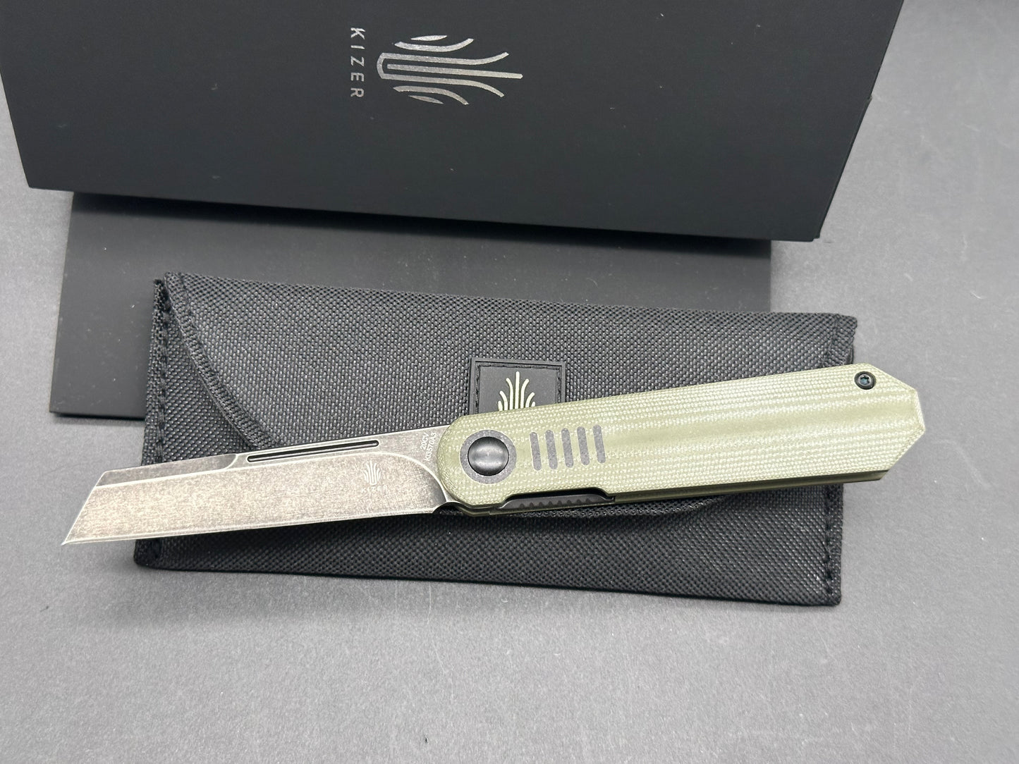 Kizer Lundquist De L'Orme Liner Lock Knife Green G-10 (2.9" Black SW)