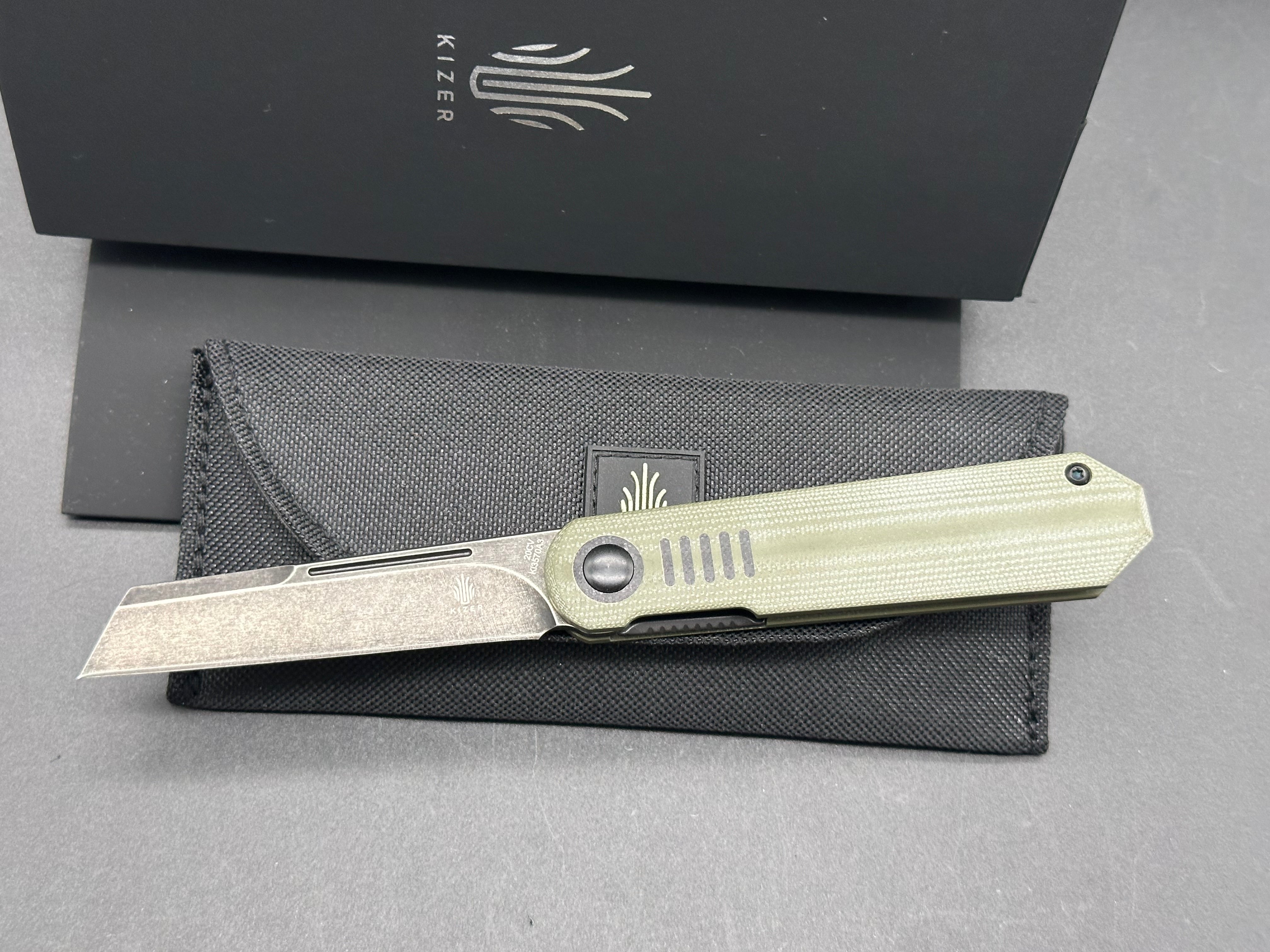 Kizer Lundquist De L'Orme Liner Lock Knife Green G-10 (2.9" Black SW)