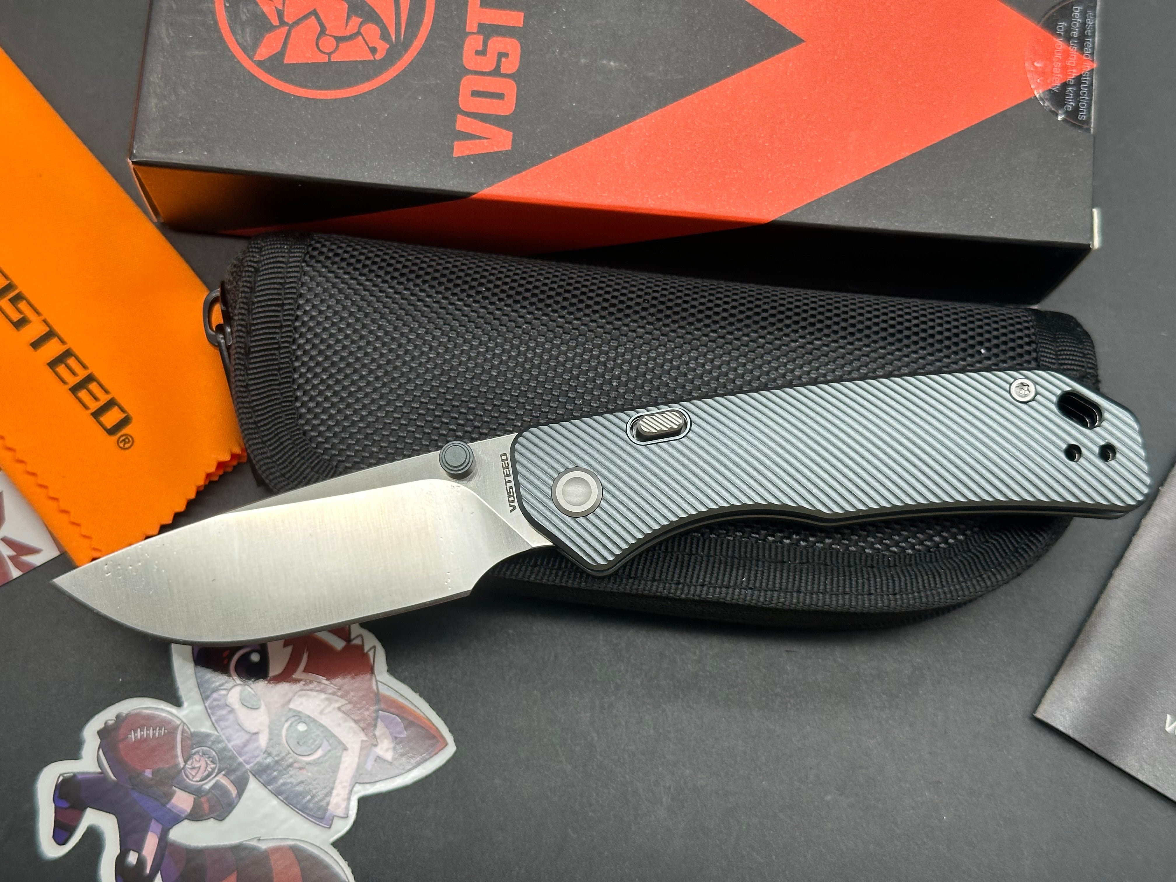Vosteed Marten Top Liner Lock (NEW) 2.98 154CM Satin Blade with Gray Aluminum Scales