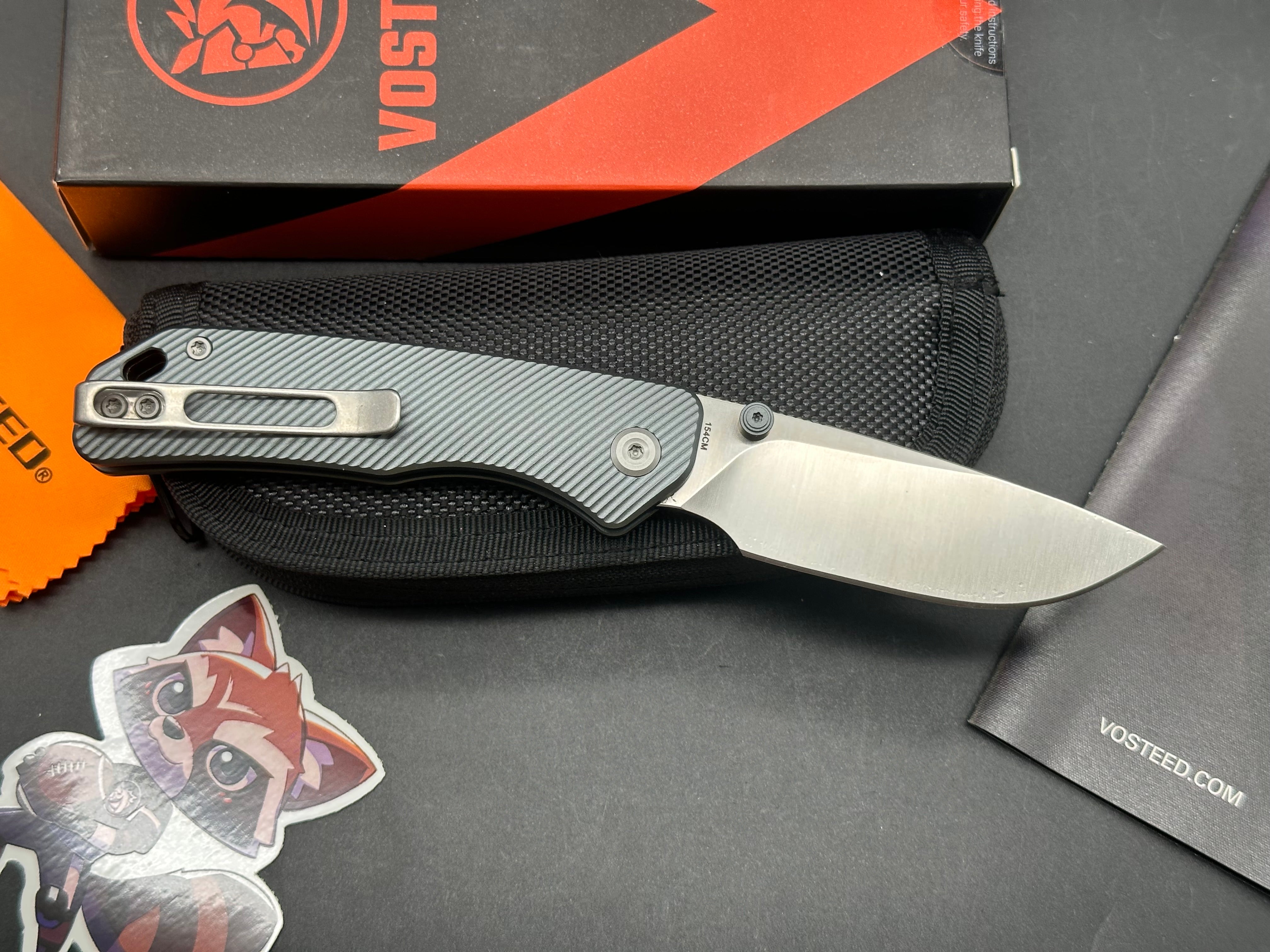 Vosteed Marten Top Liner Lock (NEW) 2.98 154CM Satin Blade with Gray Aluminum Scales