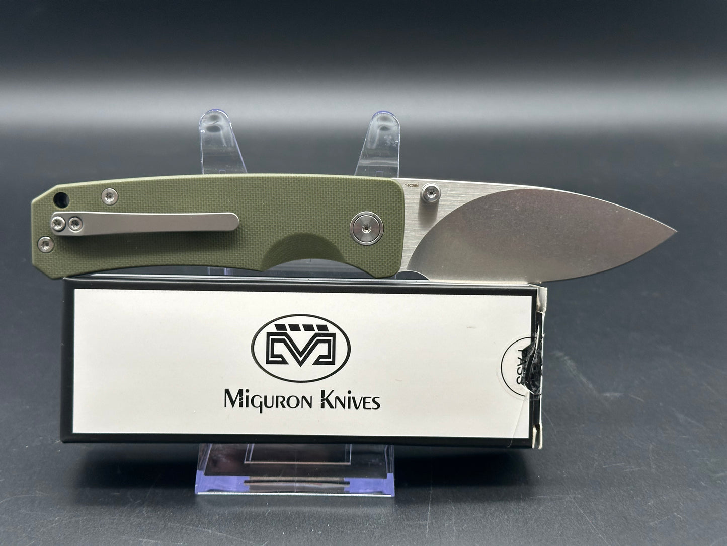 MIGURON PELORA FOLDING KNIFE GREEN G10 HANDLE 14C28N BLADE