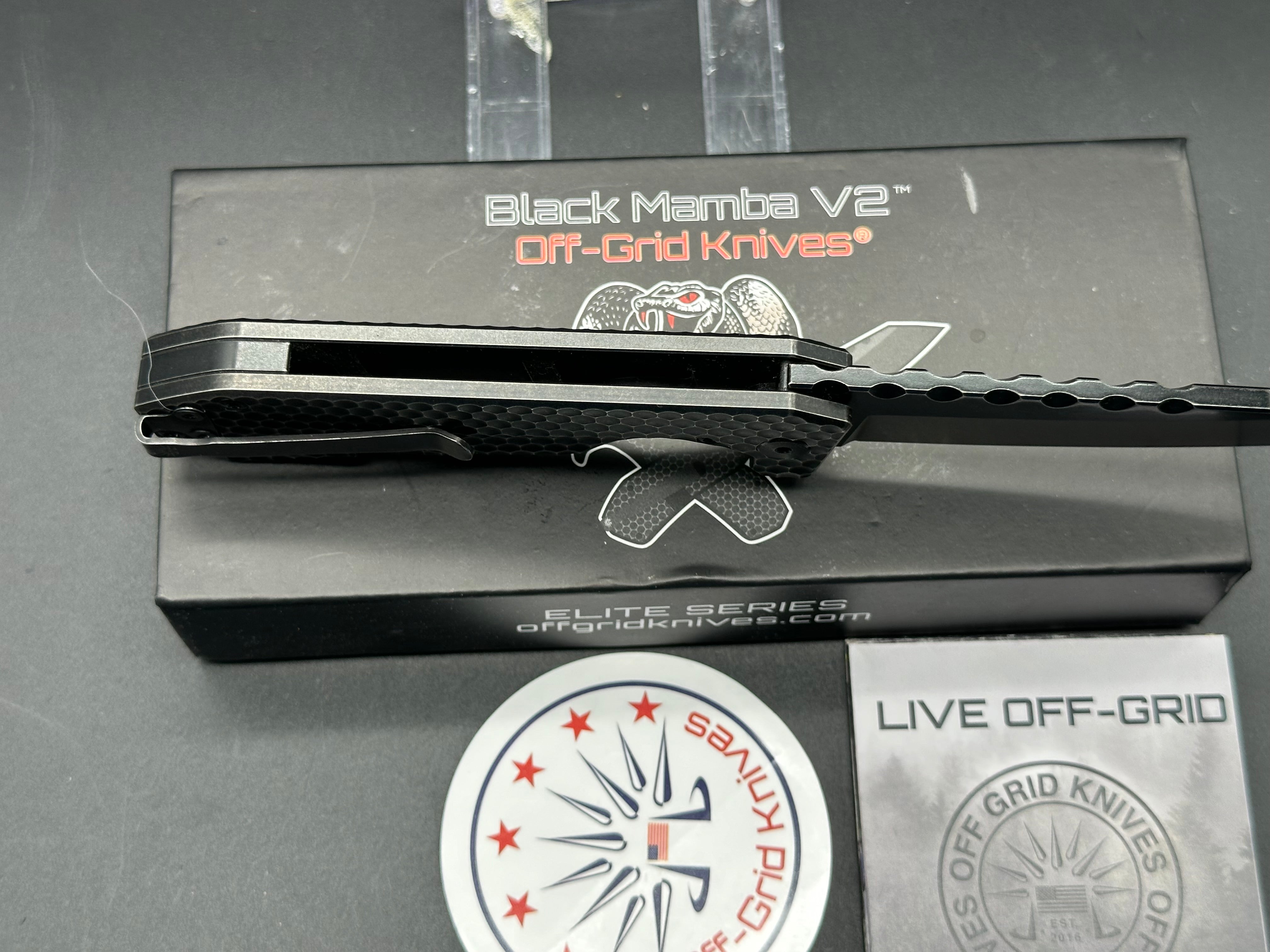 BLACK　manba v2 Off Grid Knives - Black Mamba V2/Black Milled Ti Frame