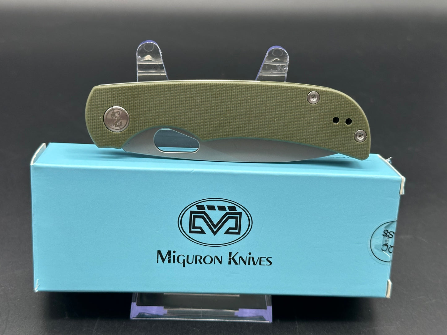 MIGURON MOYARL FOLDING KNIFE OD GREEN G10 HANDLE 14C28N DROP POINT PLAIN SANDBLSTED BLADE