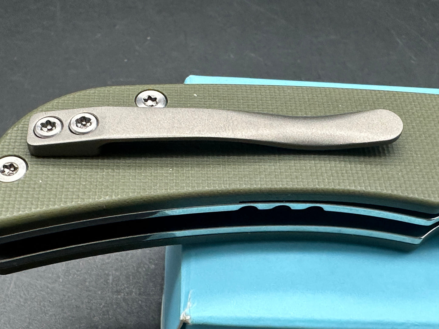 MIGURON MOYARL FOLDING KNIFE OD GREEN G10 HANDLE 14C28N DROP POINT PLAIN SANDBLSTED BLADE